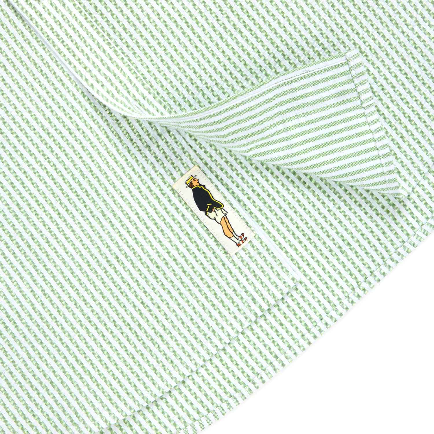 Men's Babar Long Sleeve Classic Fit Striped Oxford Shirt Green / White University Stripe - Image 6
