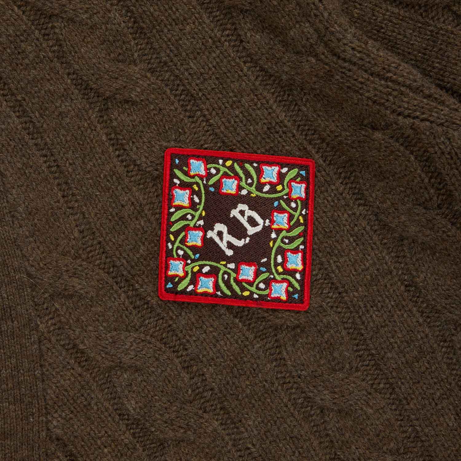Men's Cashmere Cableknit Cardigan Brown Heather - Image 3