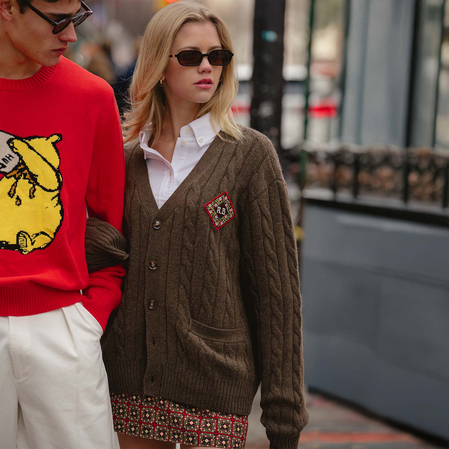 Men's Cashmere Cableknit Cardigan Brown Heather - Image 6