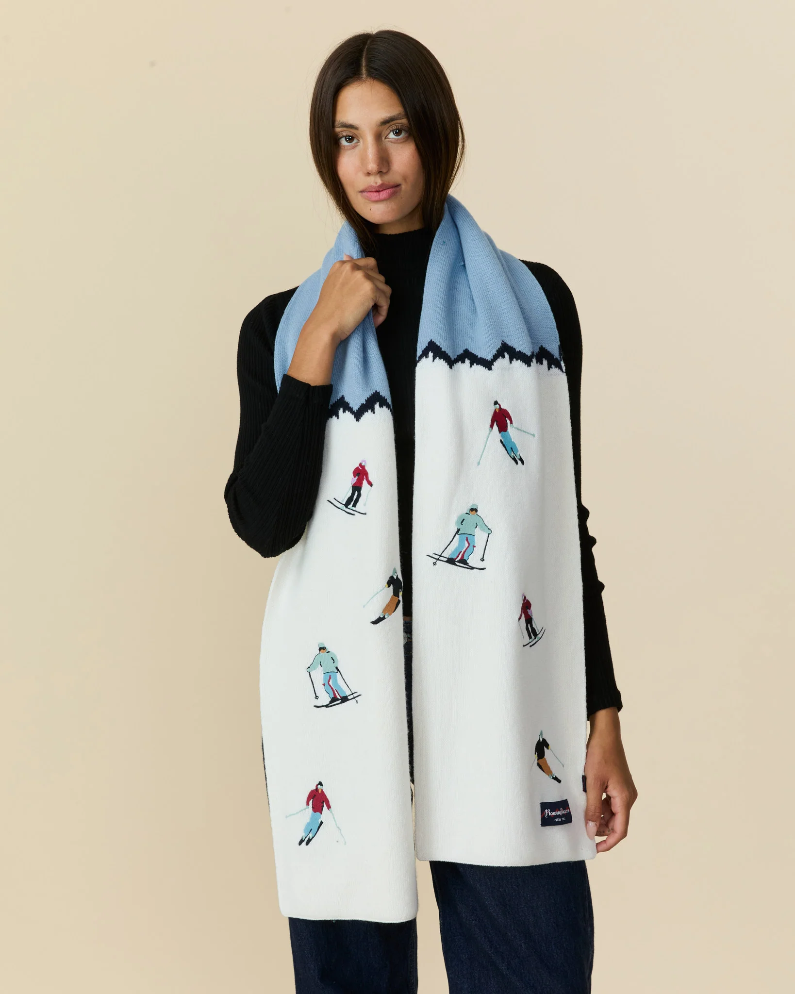 Men's Cashmere Apres Ski Scarf Blue Multi - Image 3