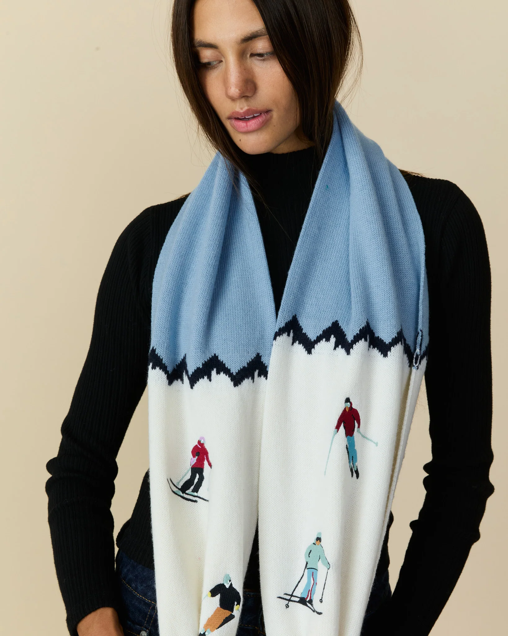 Men's Cashmere Apres Ski Scarf Blue Multi - Image 4
