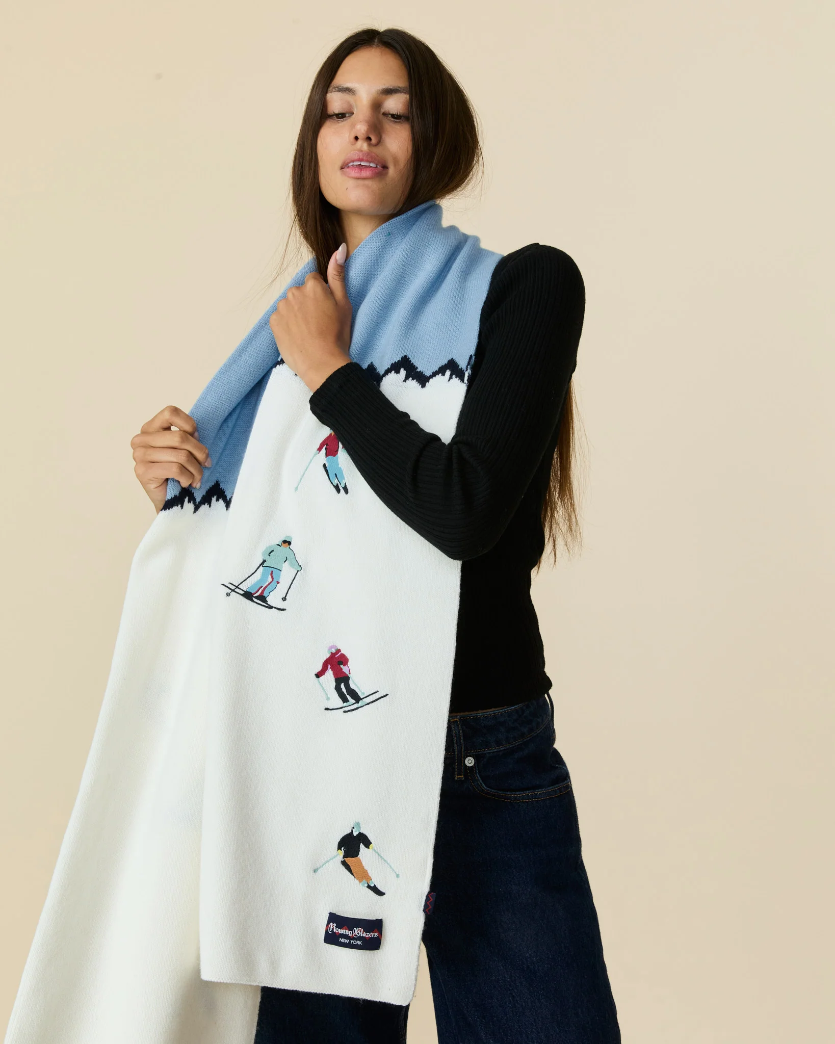 Men's Cashmere Apres Ski Scarf Blue Multi - Image 5