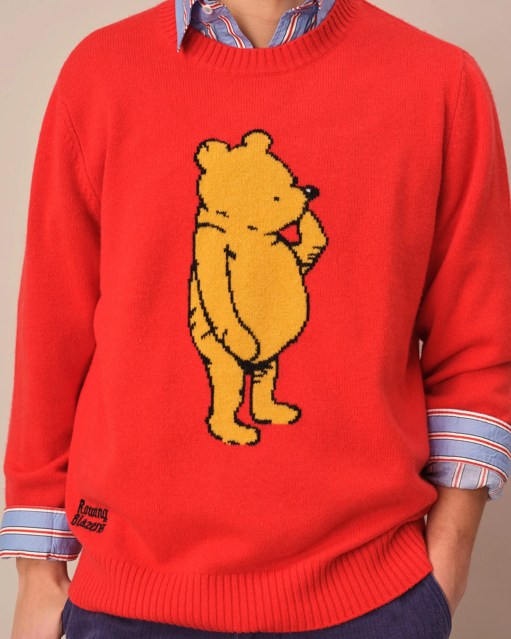 Men's Cashmere Winnie-the-Pooh Sweater Red - Image 3