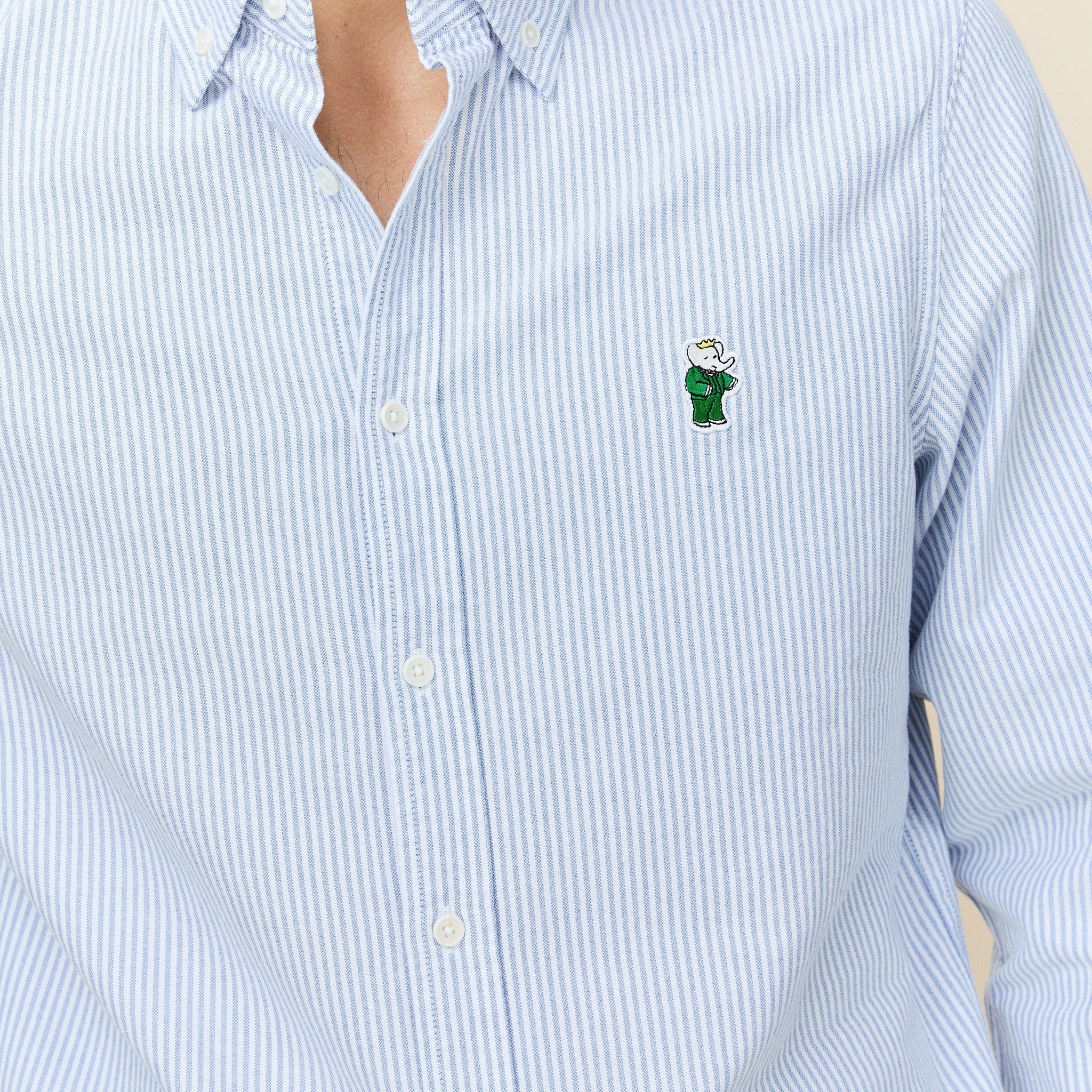 Men's Classic Stripe Babar Oxford Shirt Light Blue University Stripe - Image 4