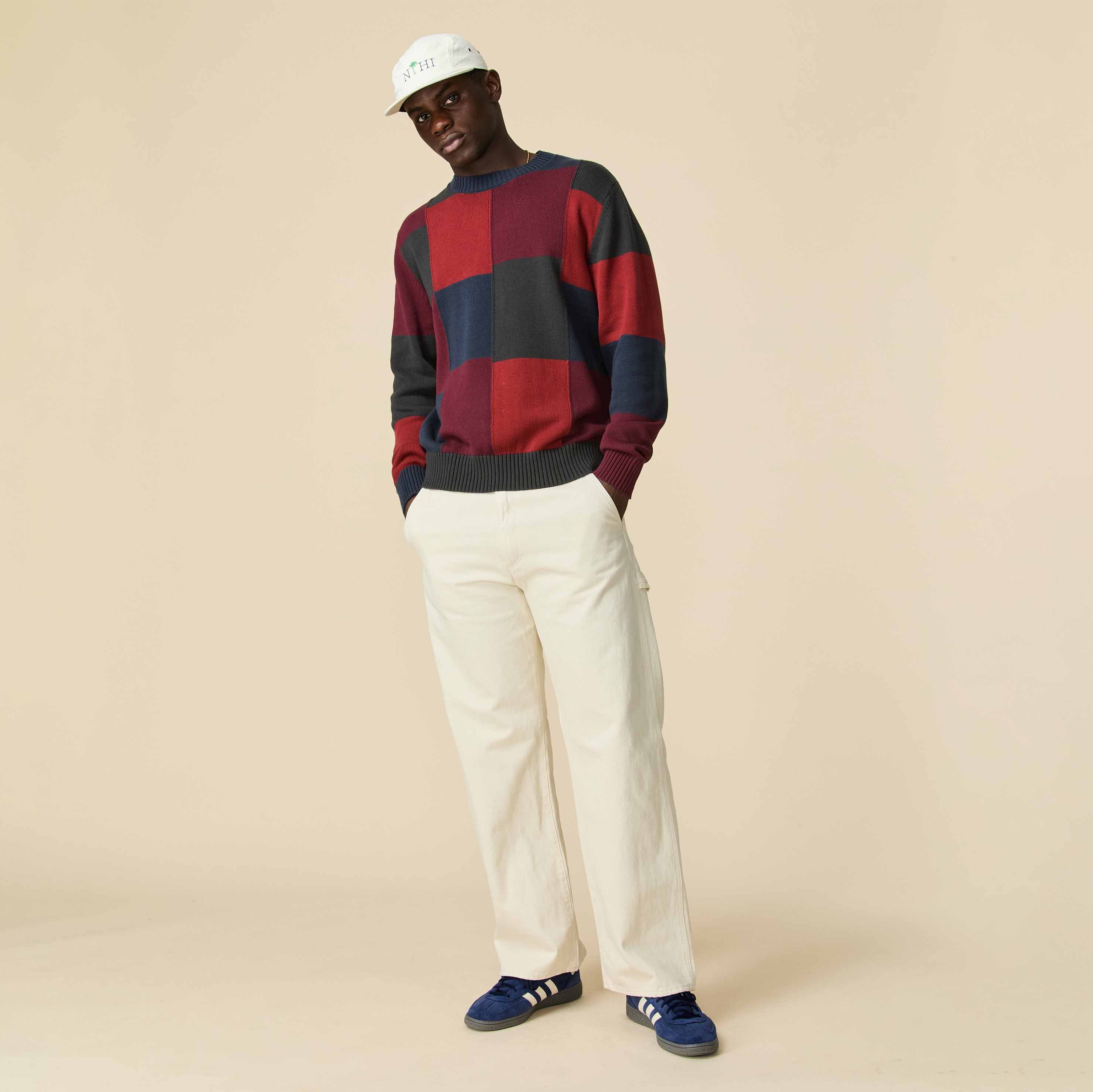 Men's Cotton Patchwork Sweater Brick Patchwork - Image 3