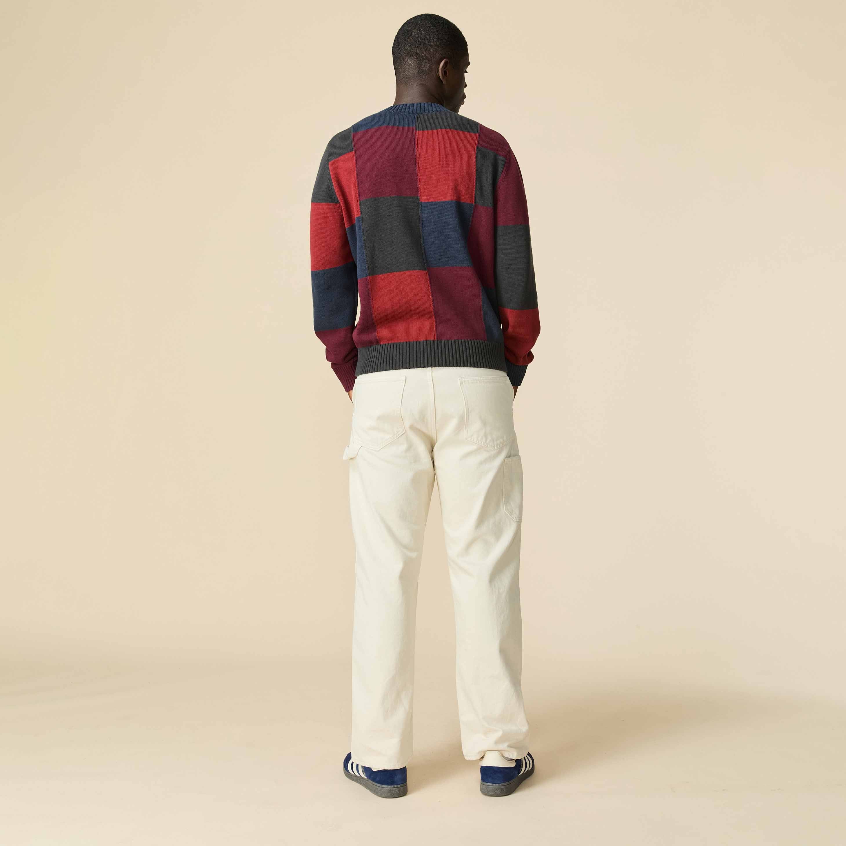Men's Cotton Patchwork Sweater Brick Patchwork - Image 5