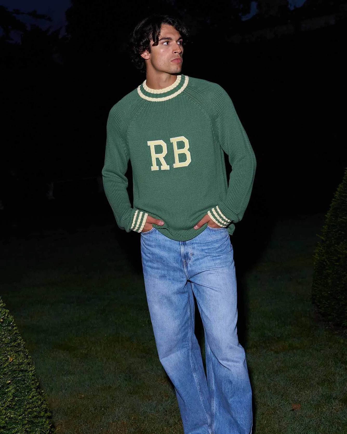 Men's Cotton RB University Sweater Green - Image 3