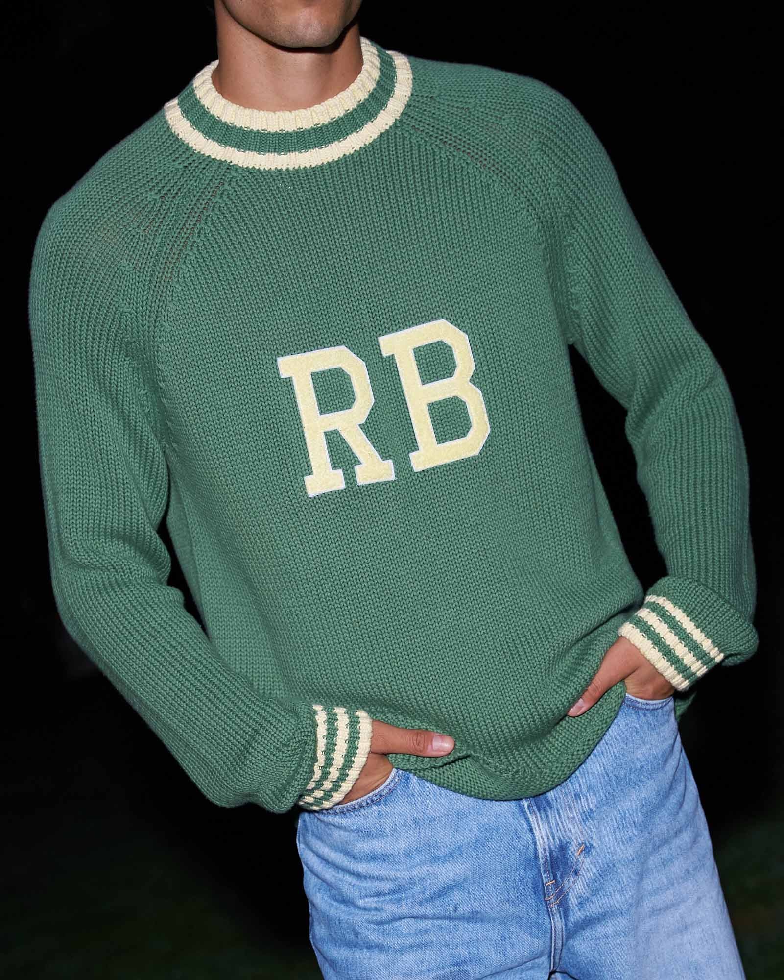 Men's Cotton RB University Sweater Green - Image 4