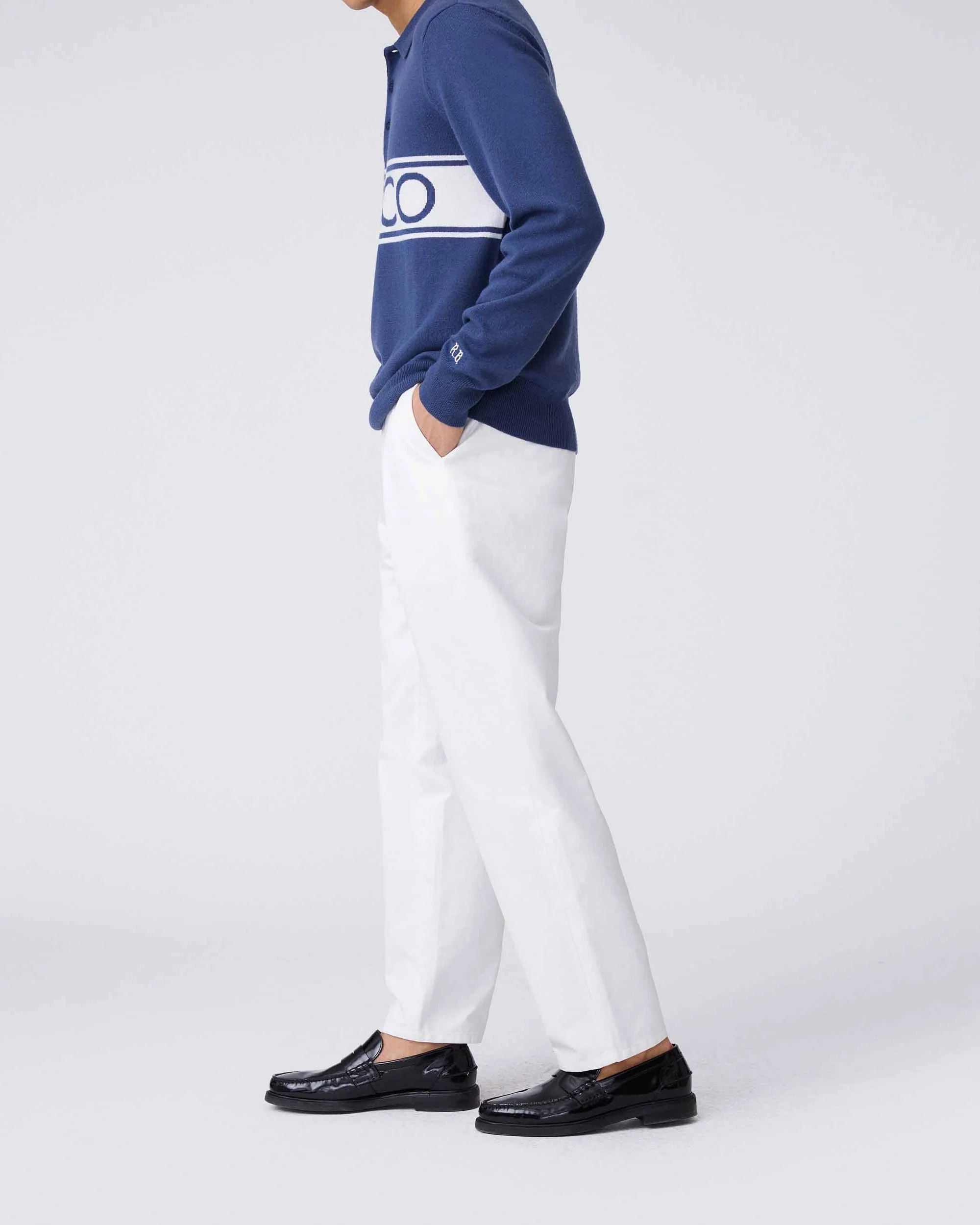 Men's Cotton Twill Pleated Relaxed Pant Off White - Image 3