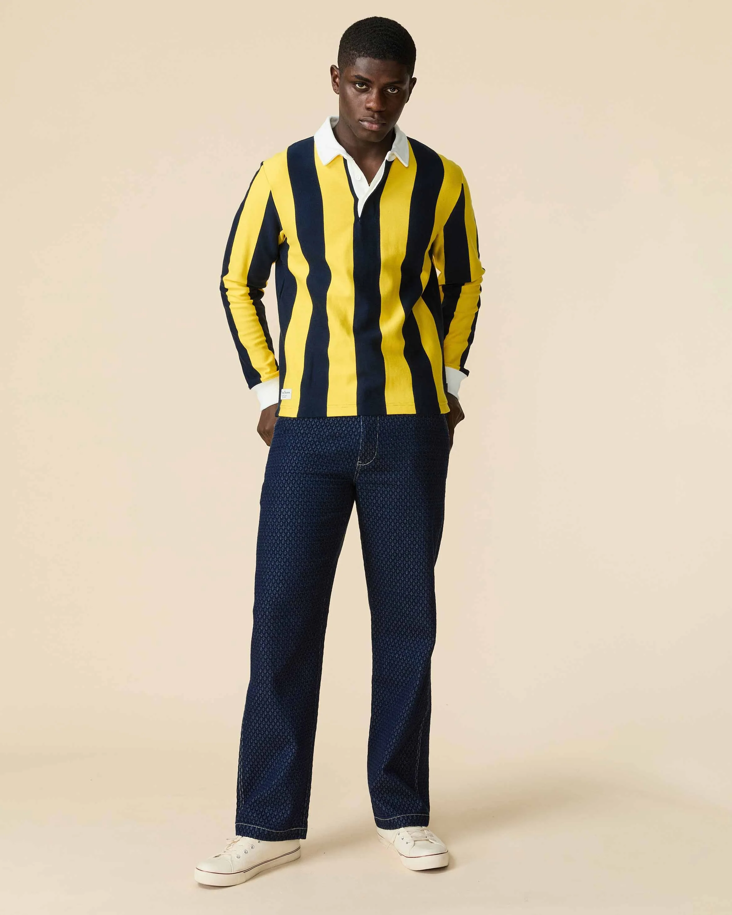 Men's Indigo Jacquard Denim Pant Navy - Image 3