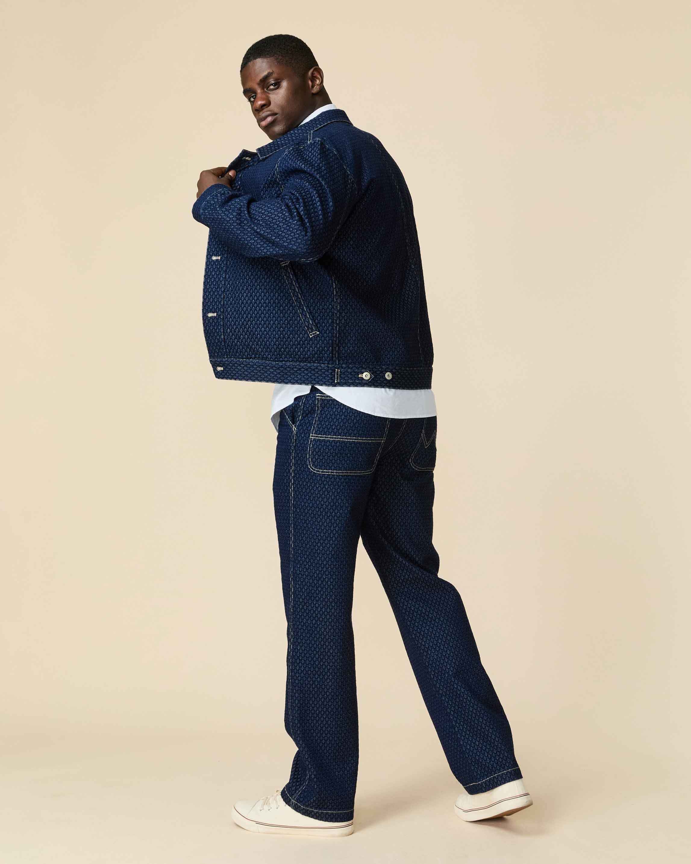 Men's Indigo Jacquard Denim Pant Navy - Image 4