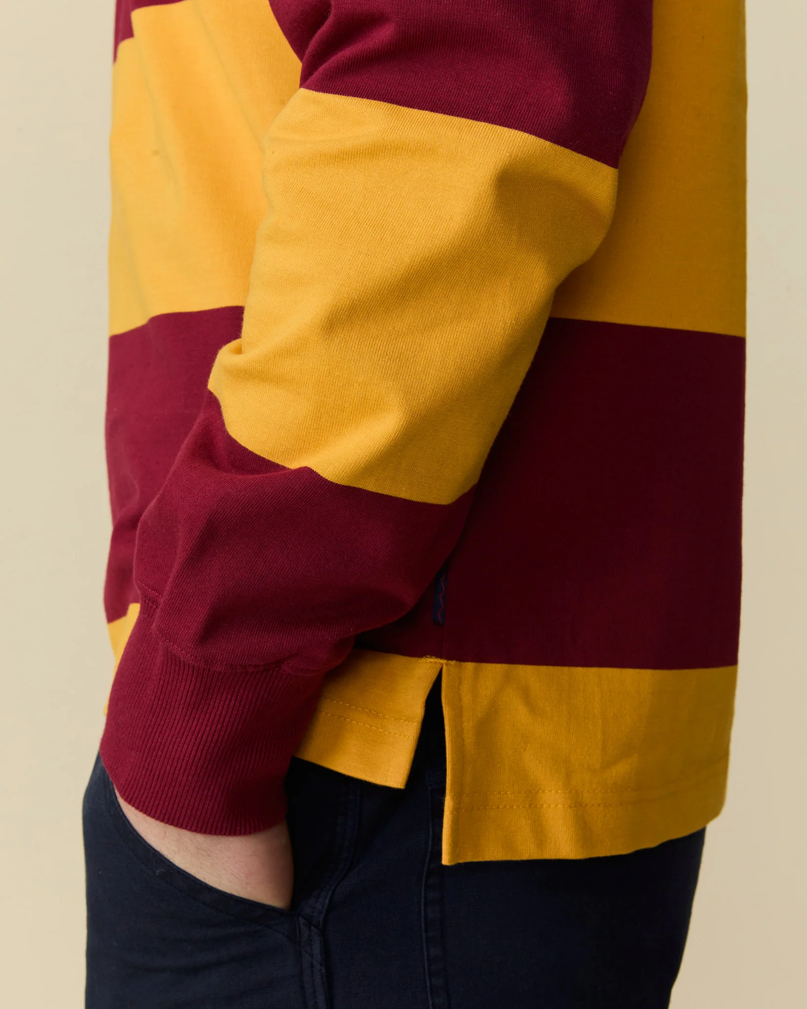 Men's Lightweight Stripe Cotton Winnie-the-Pooh Rugby Burgundy - Image 5