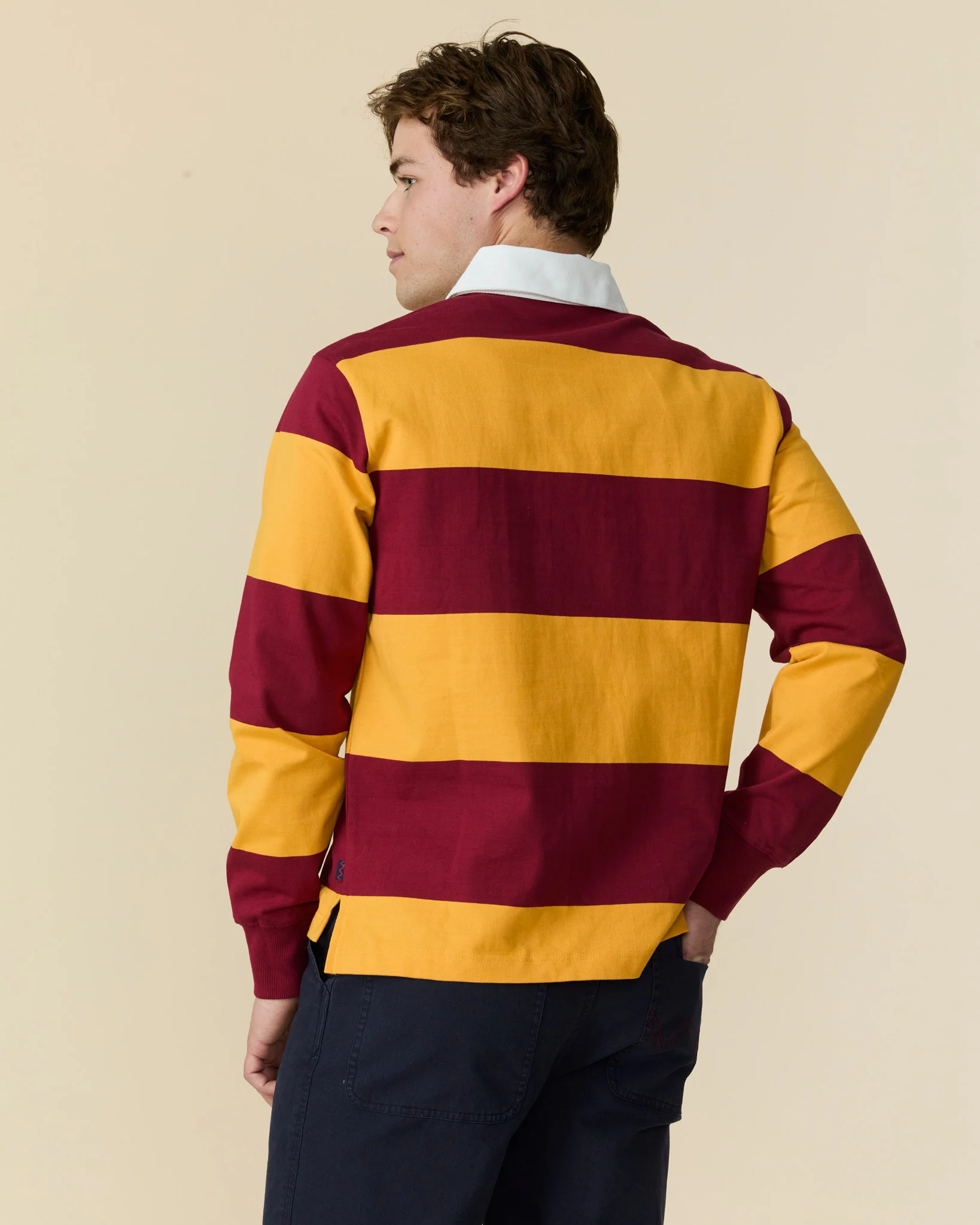 Men's Lightweight Stripe Cotton Winnie-the-Pooh Rugby Burgundy - Image 6