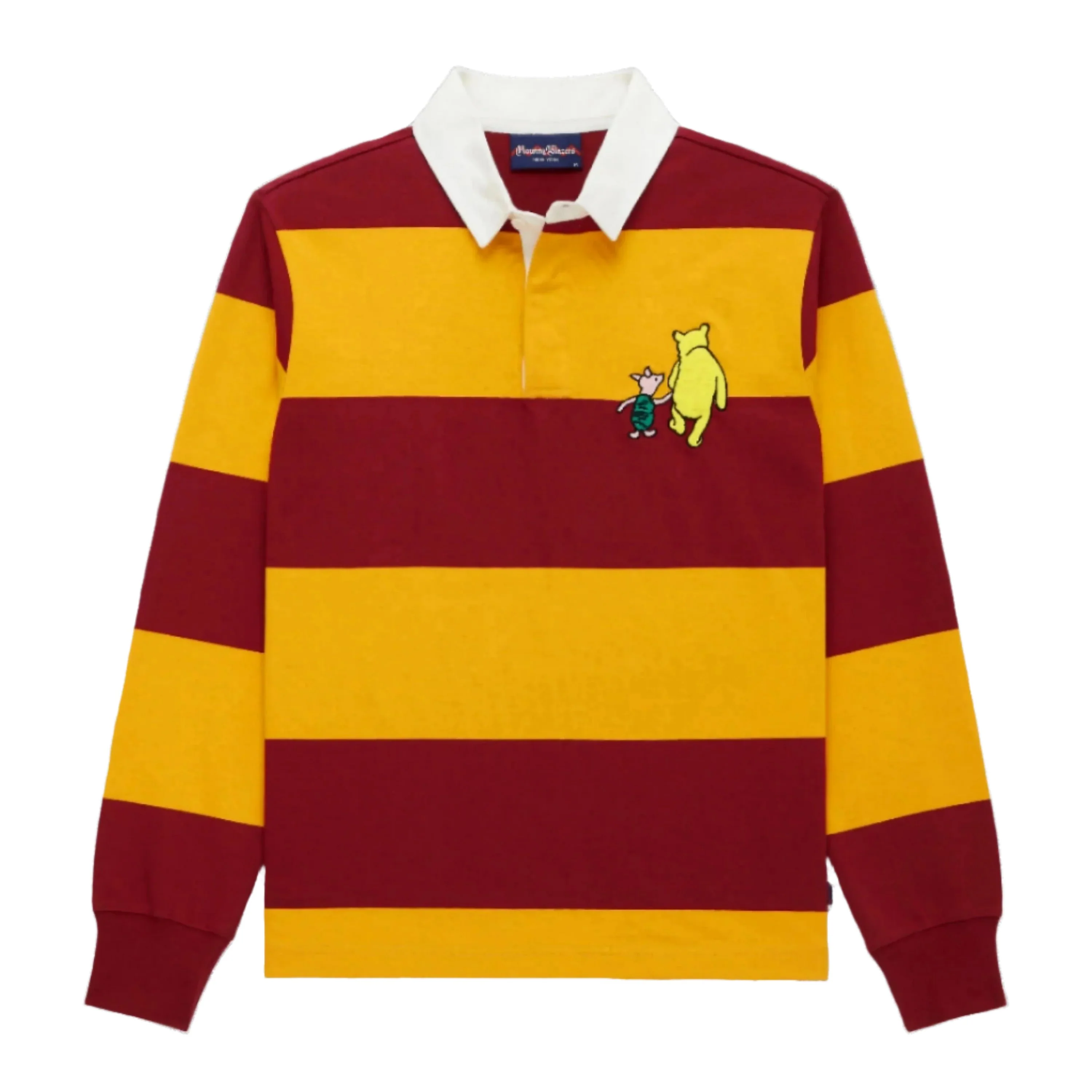 Men's Lightweight Stripe Cotton Winnie-the-Pooh Rugby Burgundy - Image 7