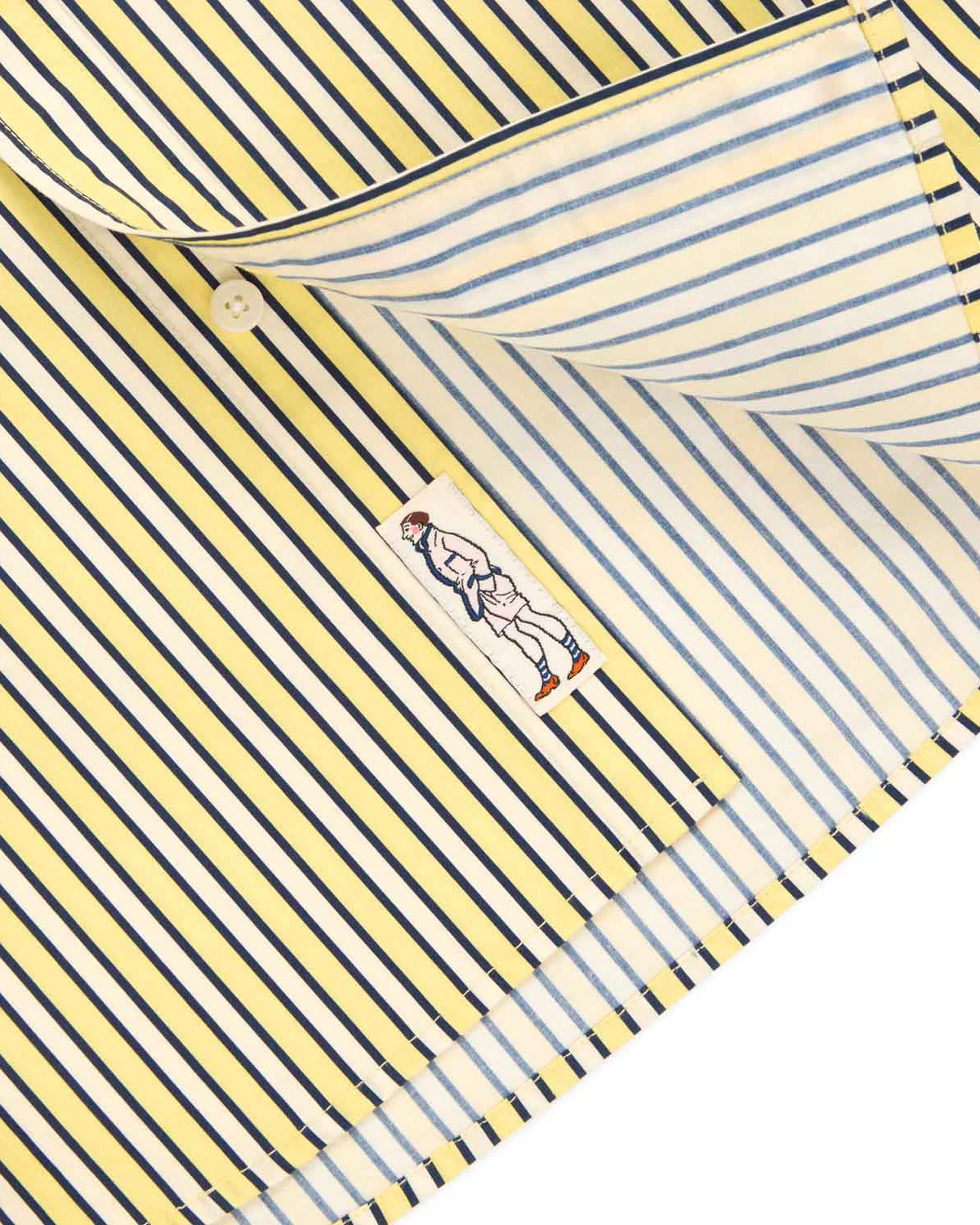 Men's Long Sleeve Classic Fit Stripe Poplin Shirt Yellow Vertical Stripe - Image 9