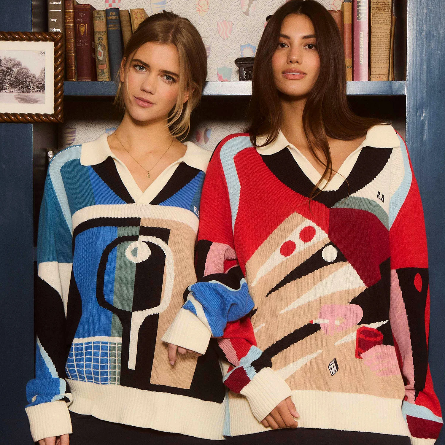 Men's Pickleball Sweater Blue Brown Multicolor - Image 10