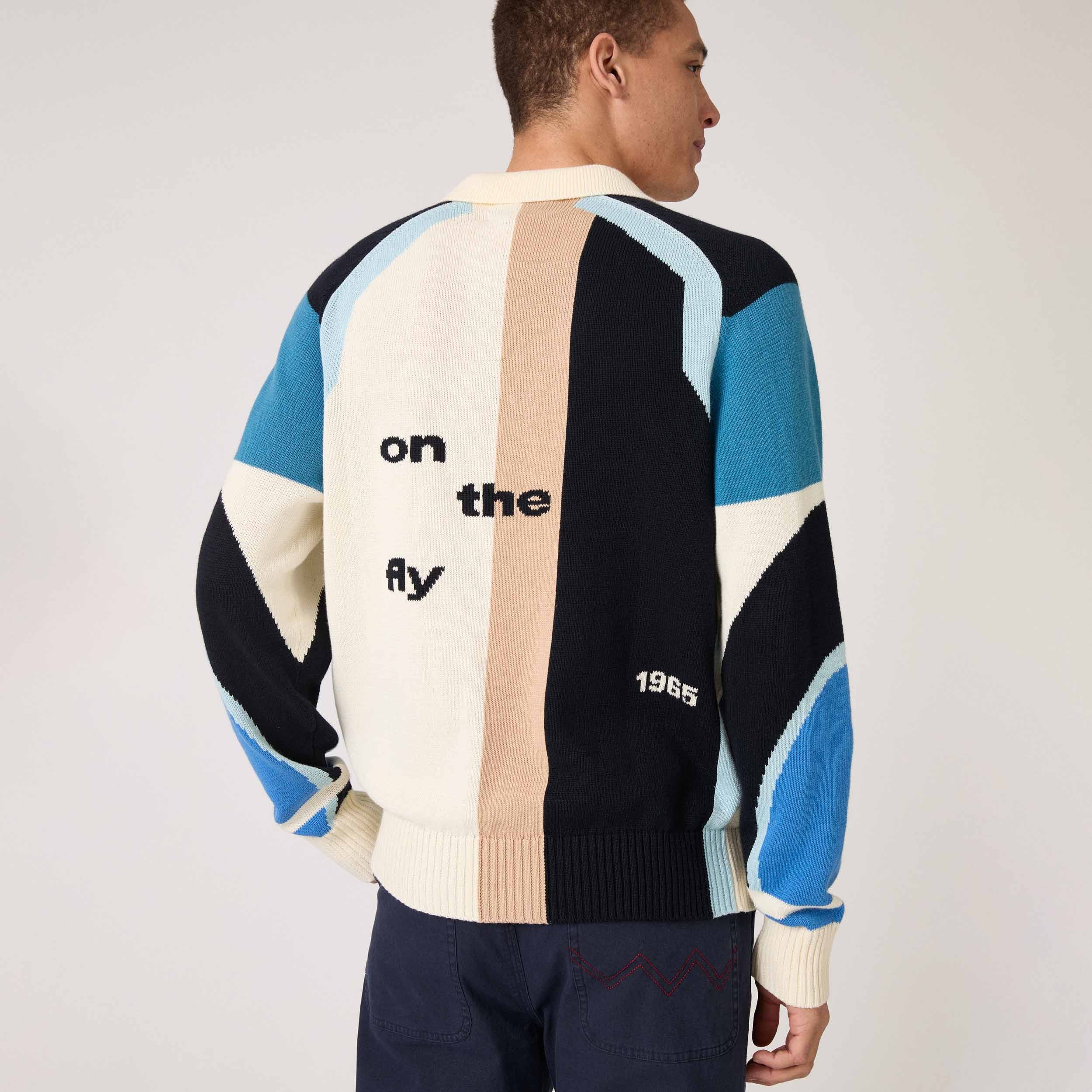 Men's Pickleball Sweater Blue Brown Multicolor - Image 4