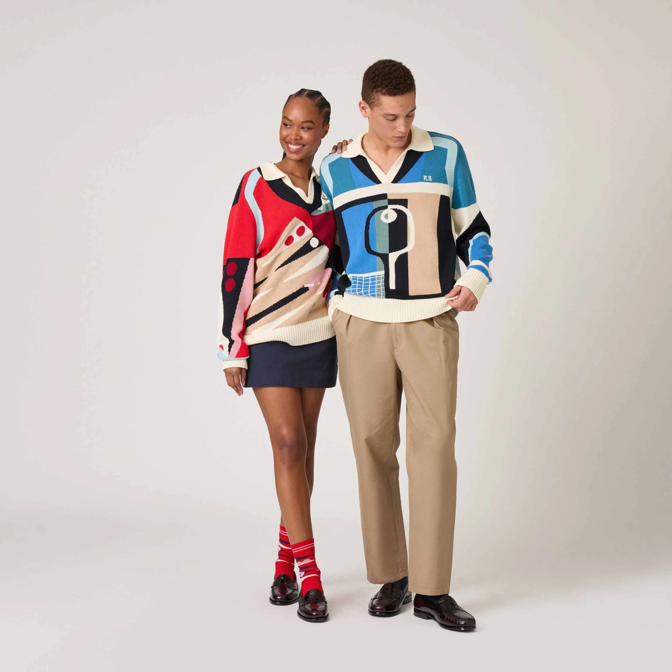 Men's Pickleball Sweater Blue Brown Multicolor - Image 8