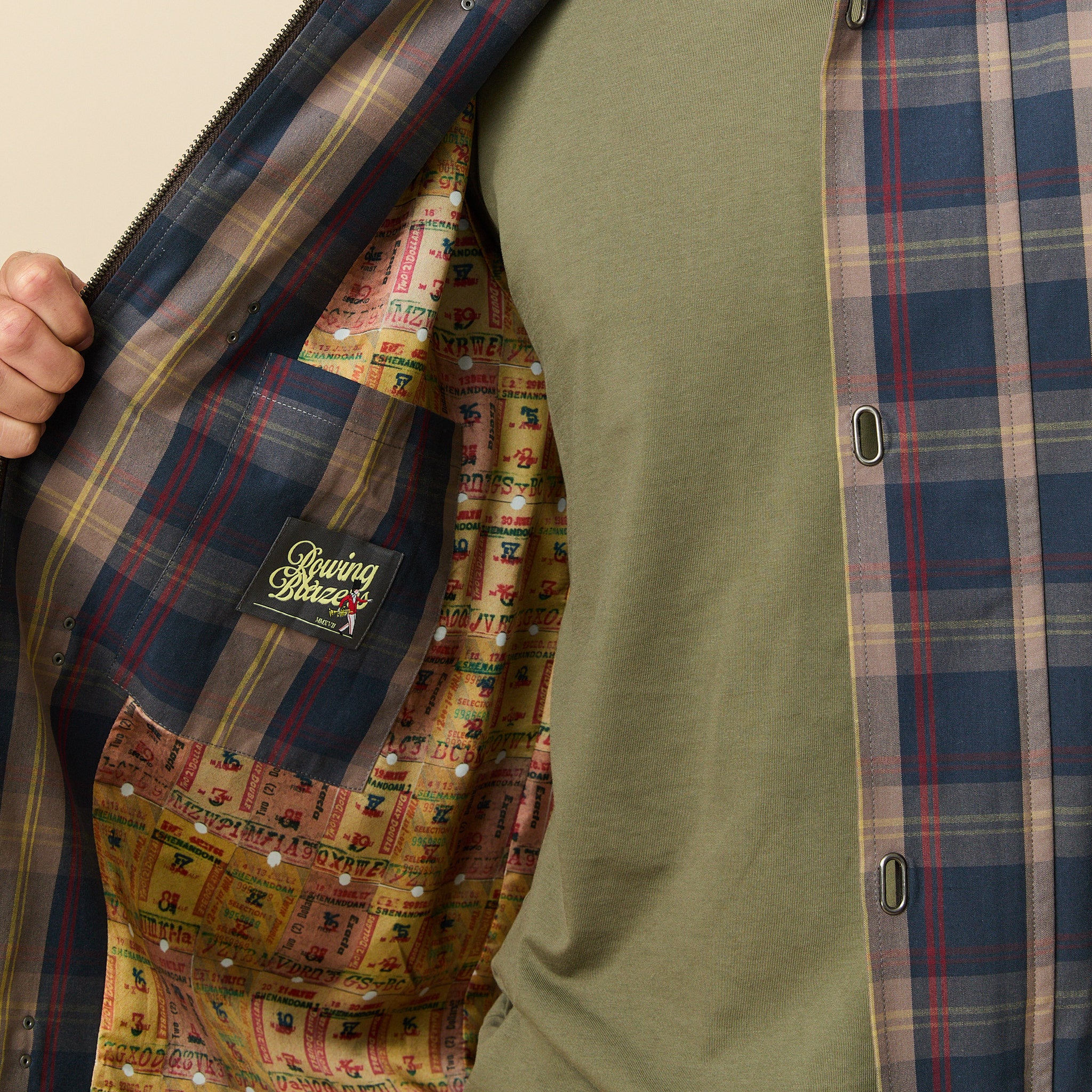 Men's Plaid Oilcloth Coat Dark Brown - Image 5