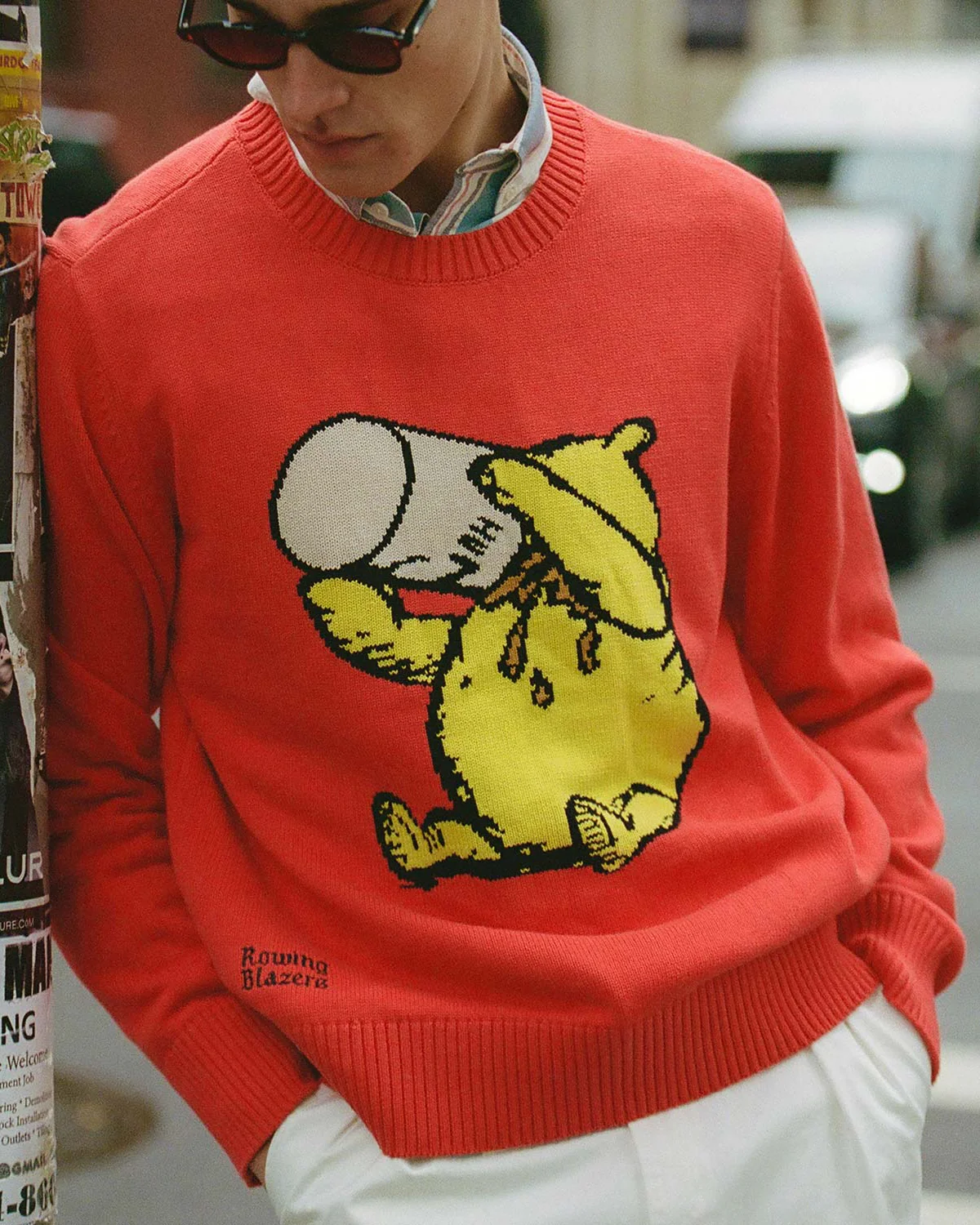 Men's Winnie-the-Pooh Cotton Sweater Cherry Red - Image 3