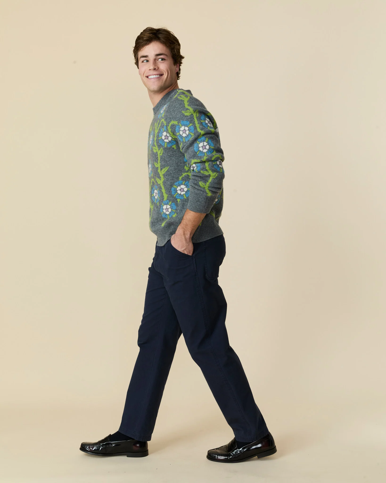 Men's Roses Sweater Heather Grey Multi - Image 4