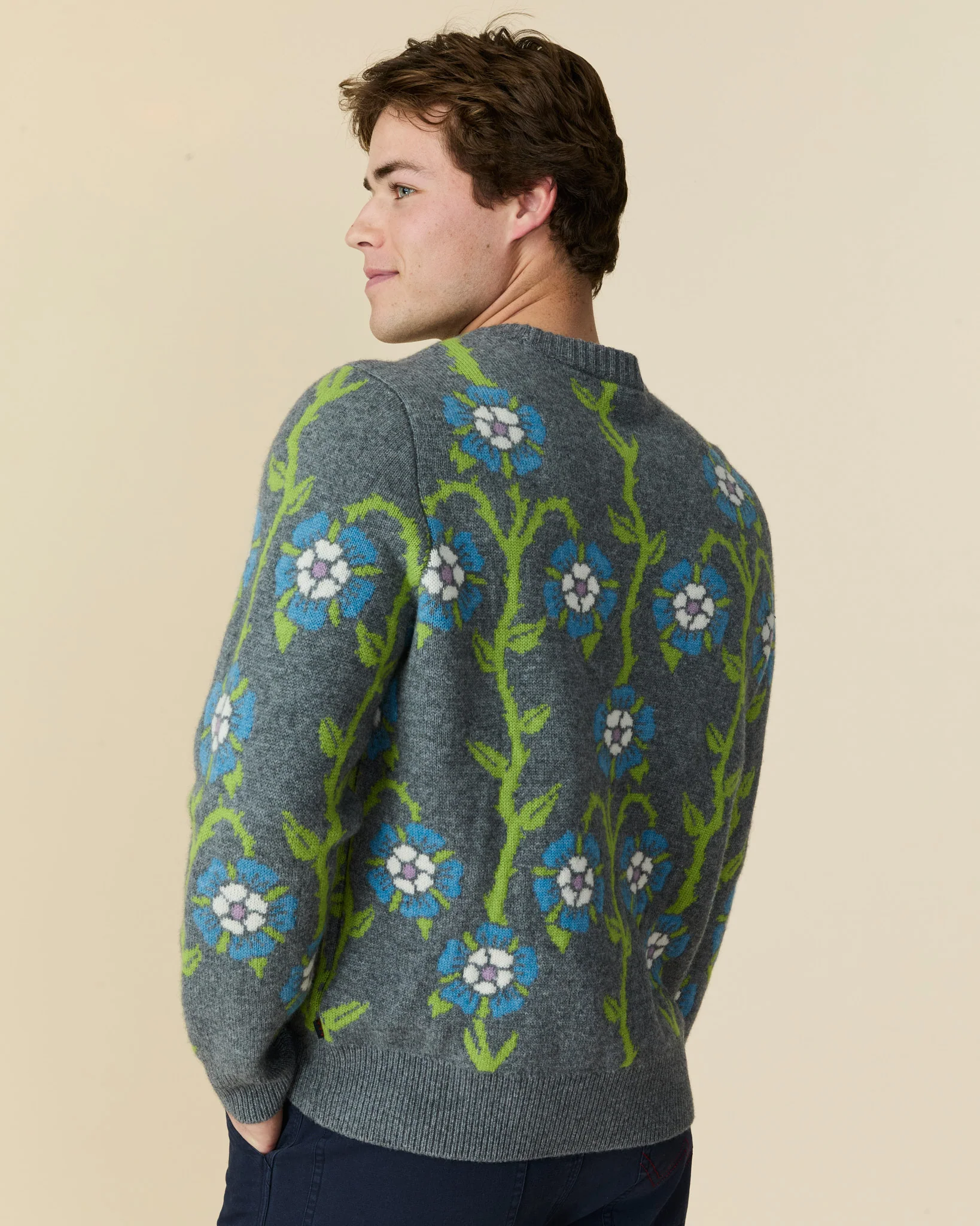 Men's Roses Sweater Heather Grey Multi - Image 5