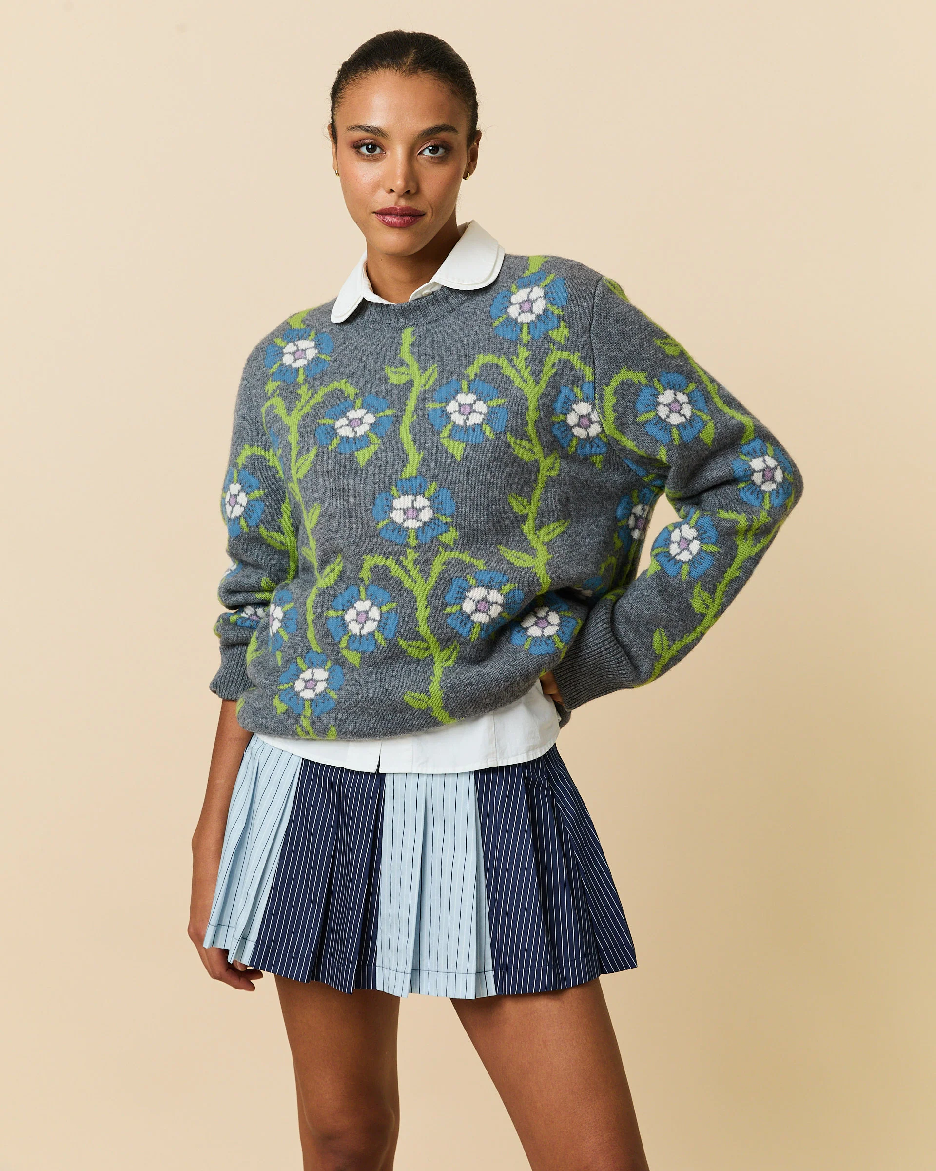 Men's Roses Sweater Heather Grey Multi - Image 6