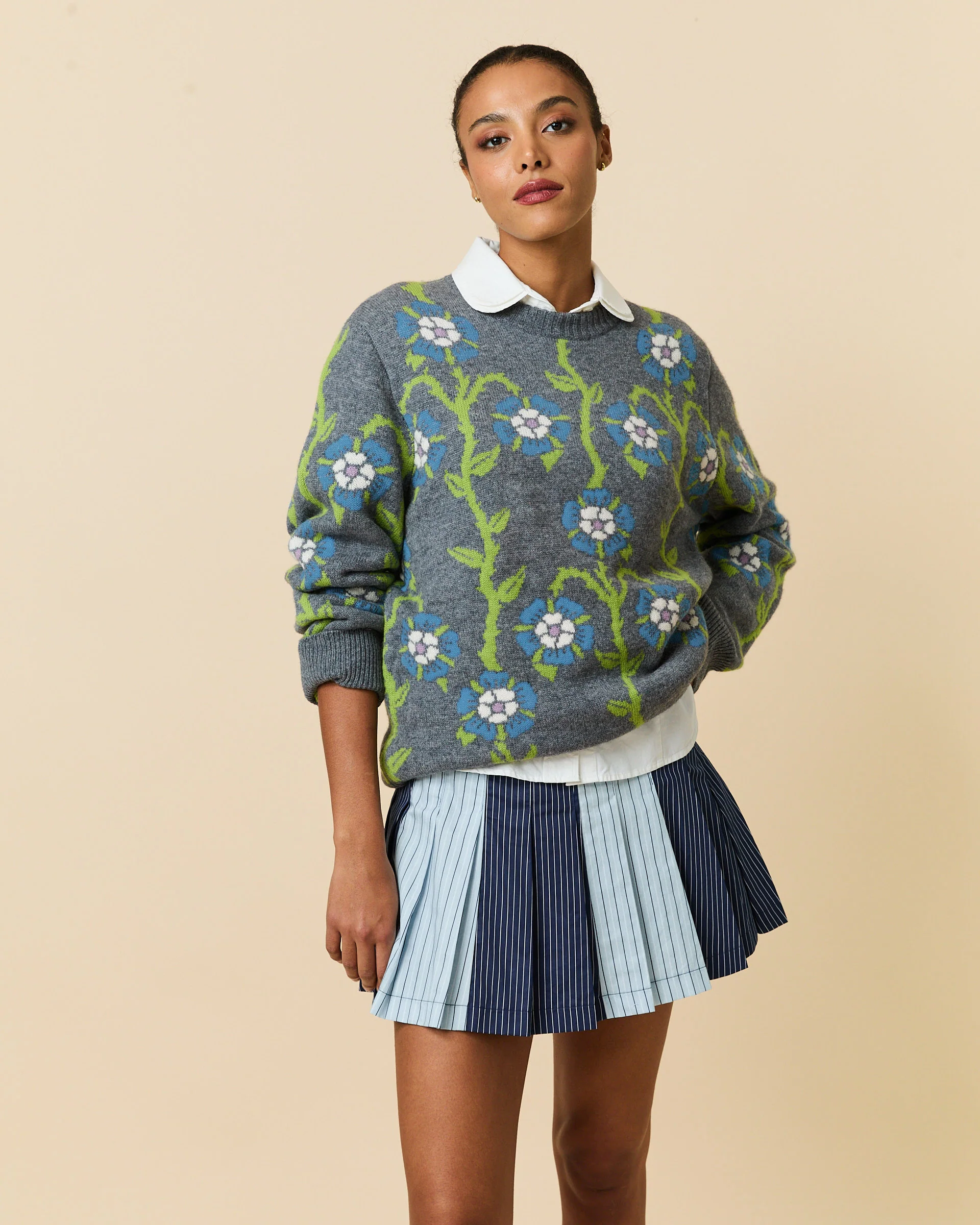 Men's Roses Sweater Heather Grey Multi - Image 8