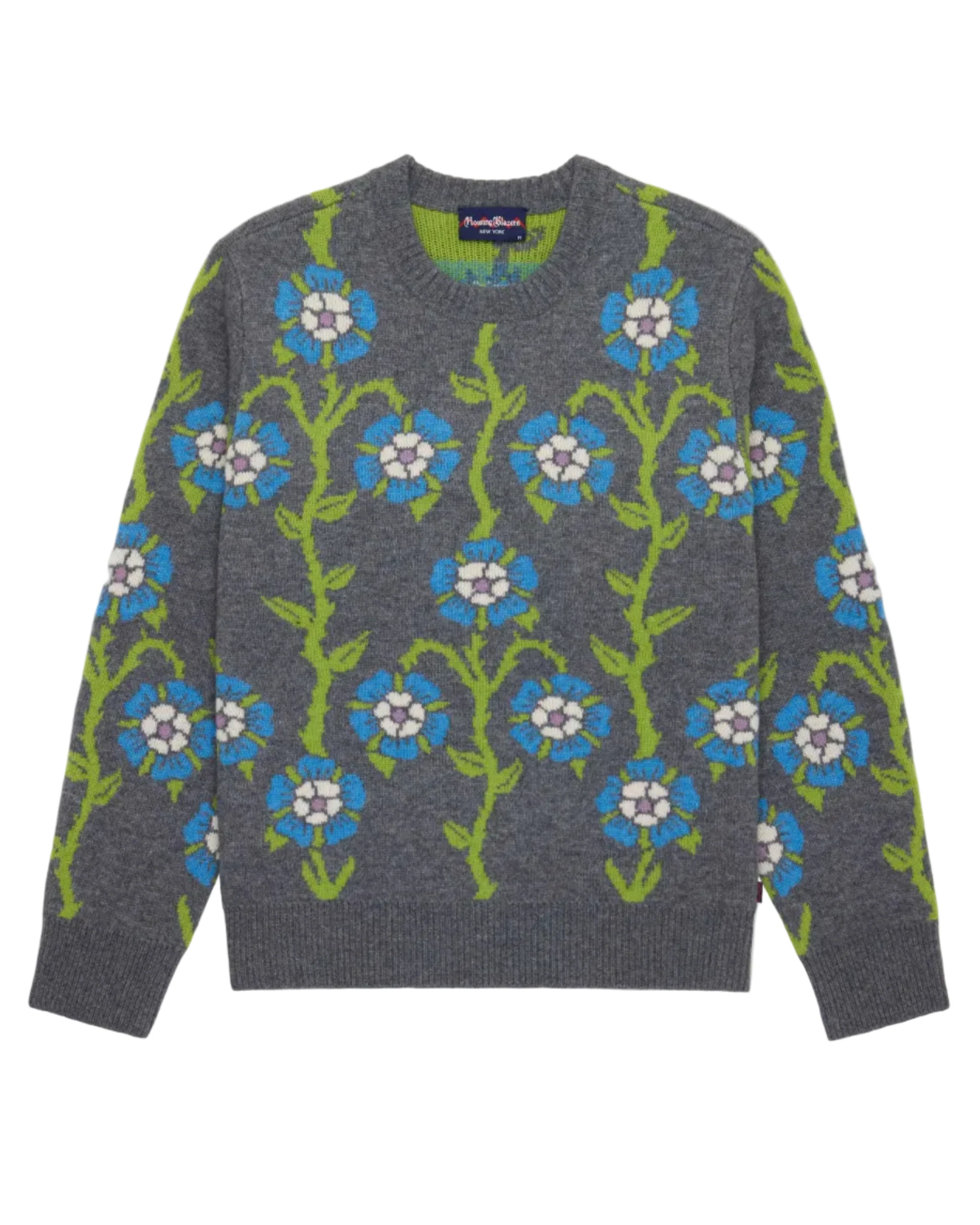 Men's Roses Sweater Heather Grey Multi - Image 9