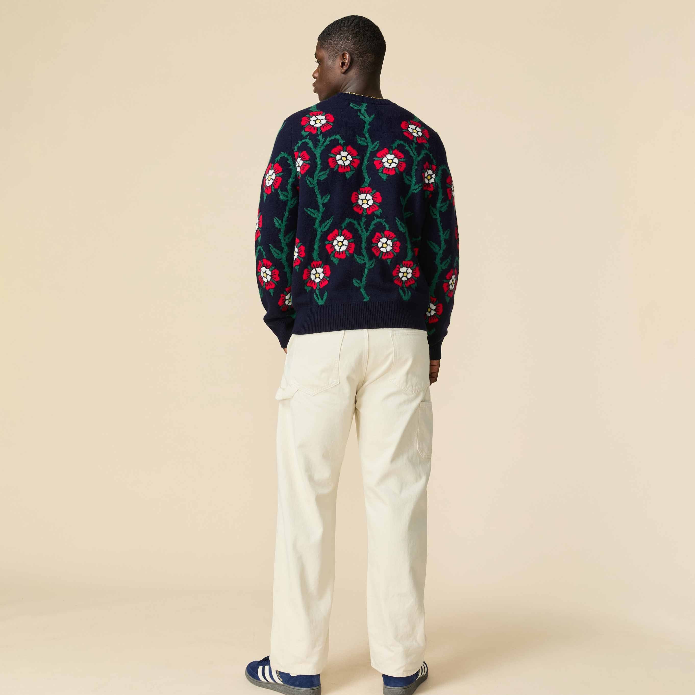 Men's Roses Sweater Navy Multi - Image 6