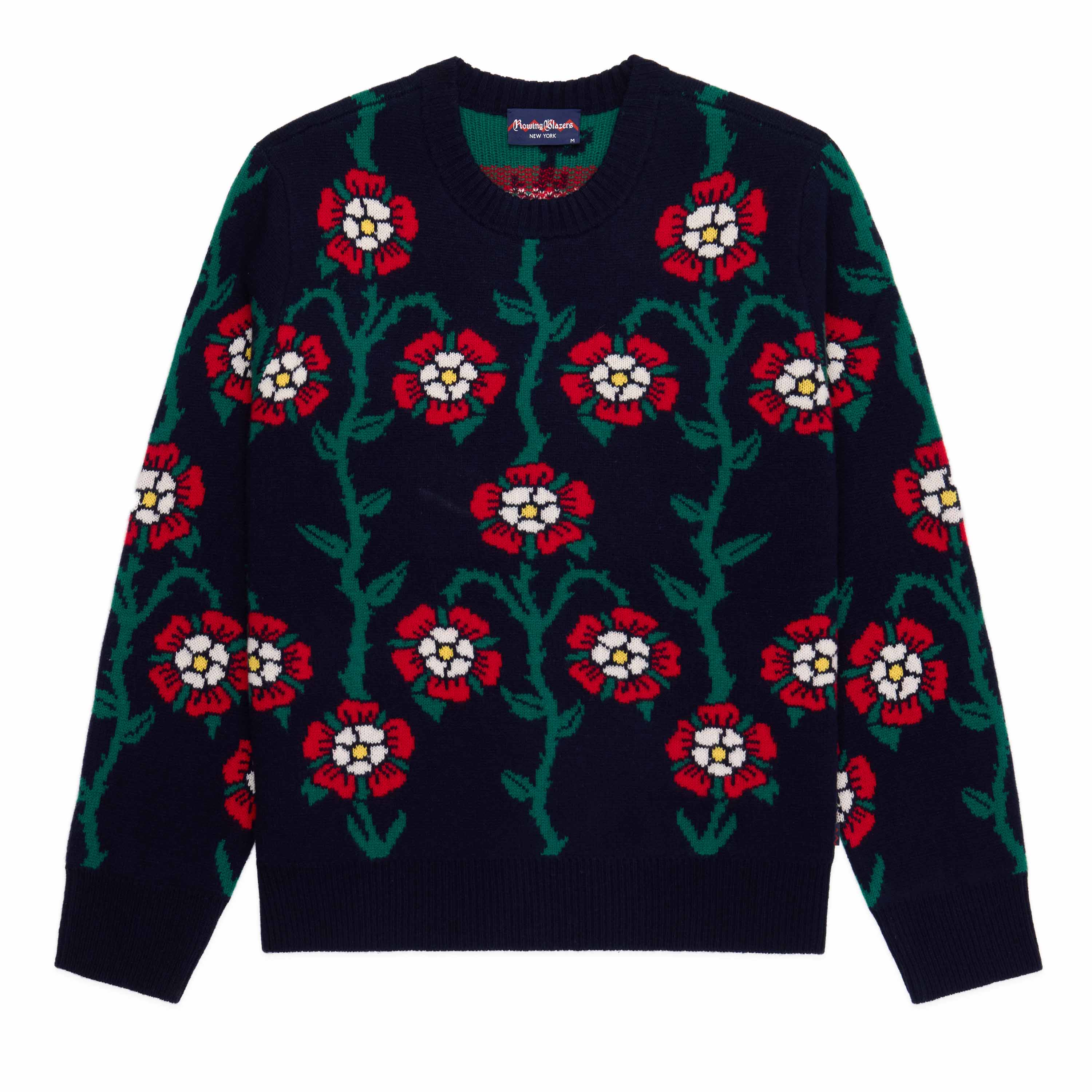 Men's Roses Sweater Navy Multi - Image 7