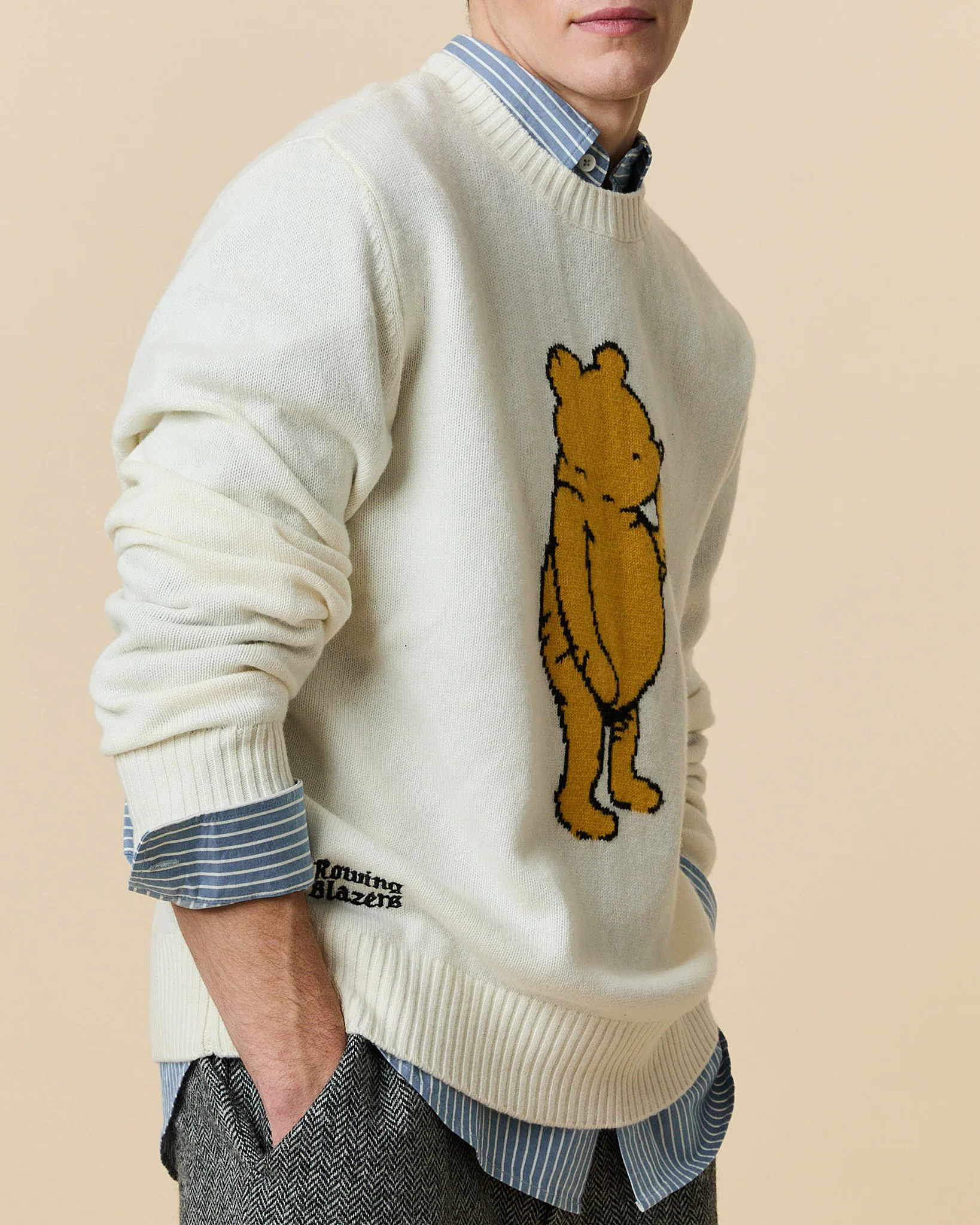 Men's Cashmere Winnie-the-Pooh Sweater White - Image 3