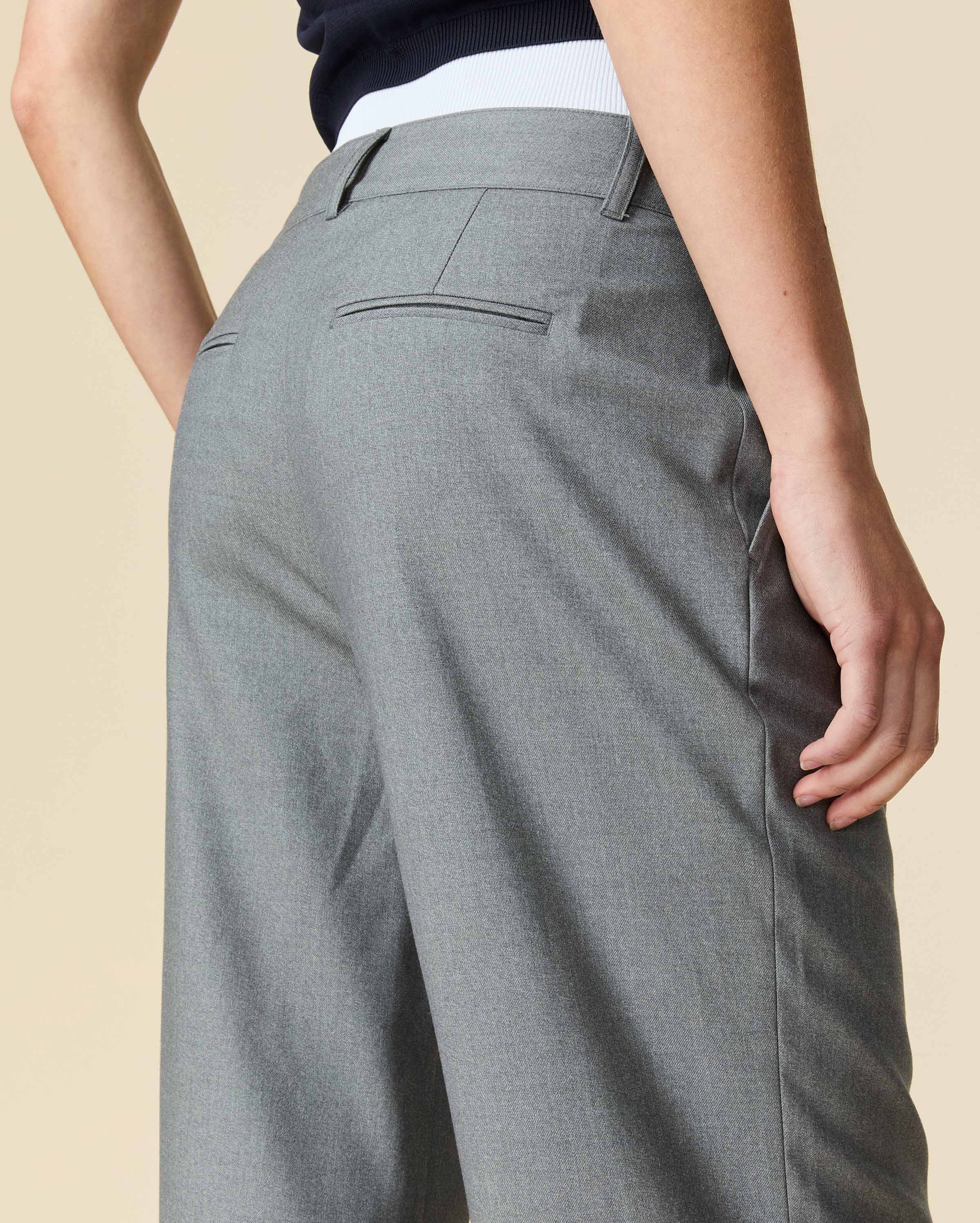 Women's Brushed Melange Twill Mid-Rise Trouser Gray - Image 5
