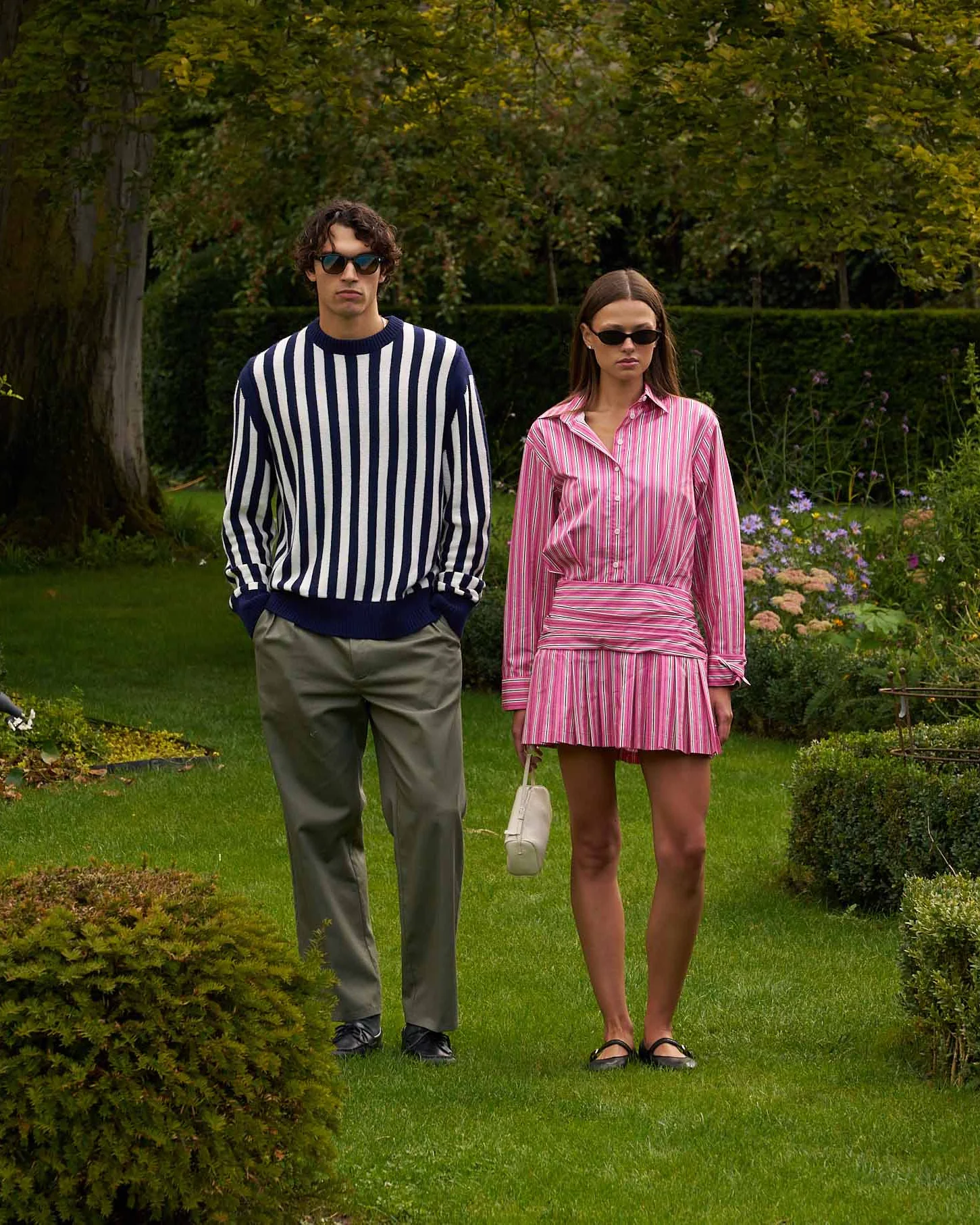 Men's Cashmere Striped Sweater Navy and Cream Stripe - Image 6