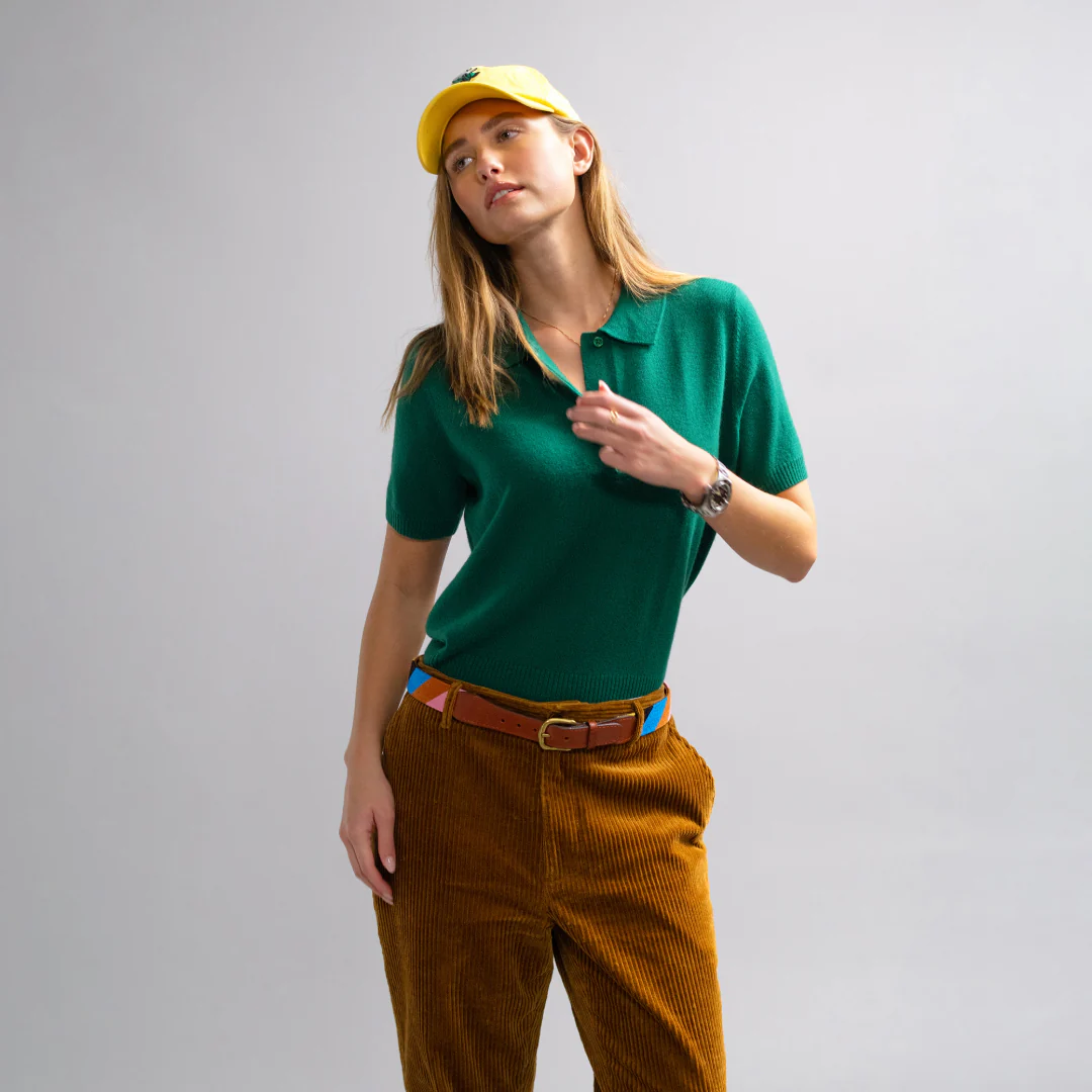 Women's Cashmere Sweater Polo Collegiate Green - Image 4