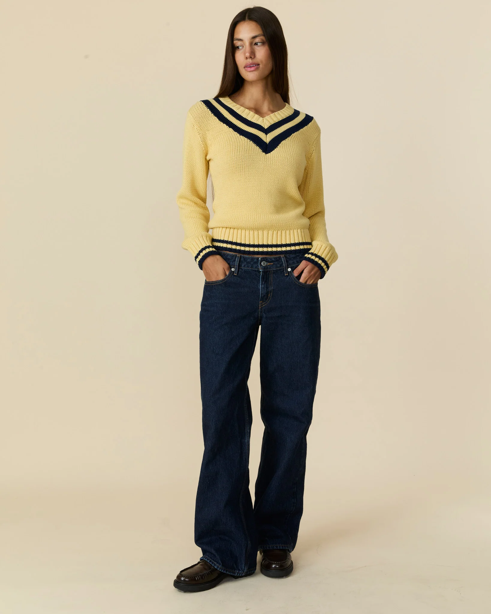Women's Cotton University V-Neck Sweater - Image 3