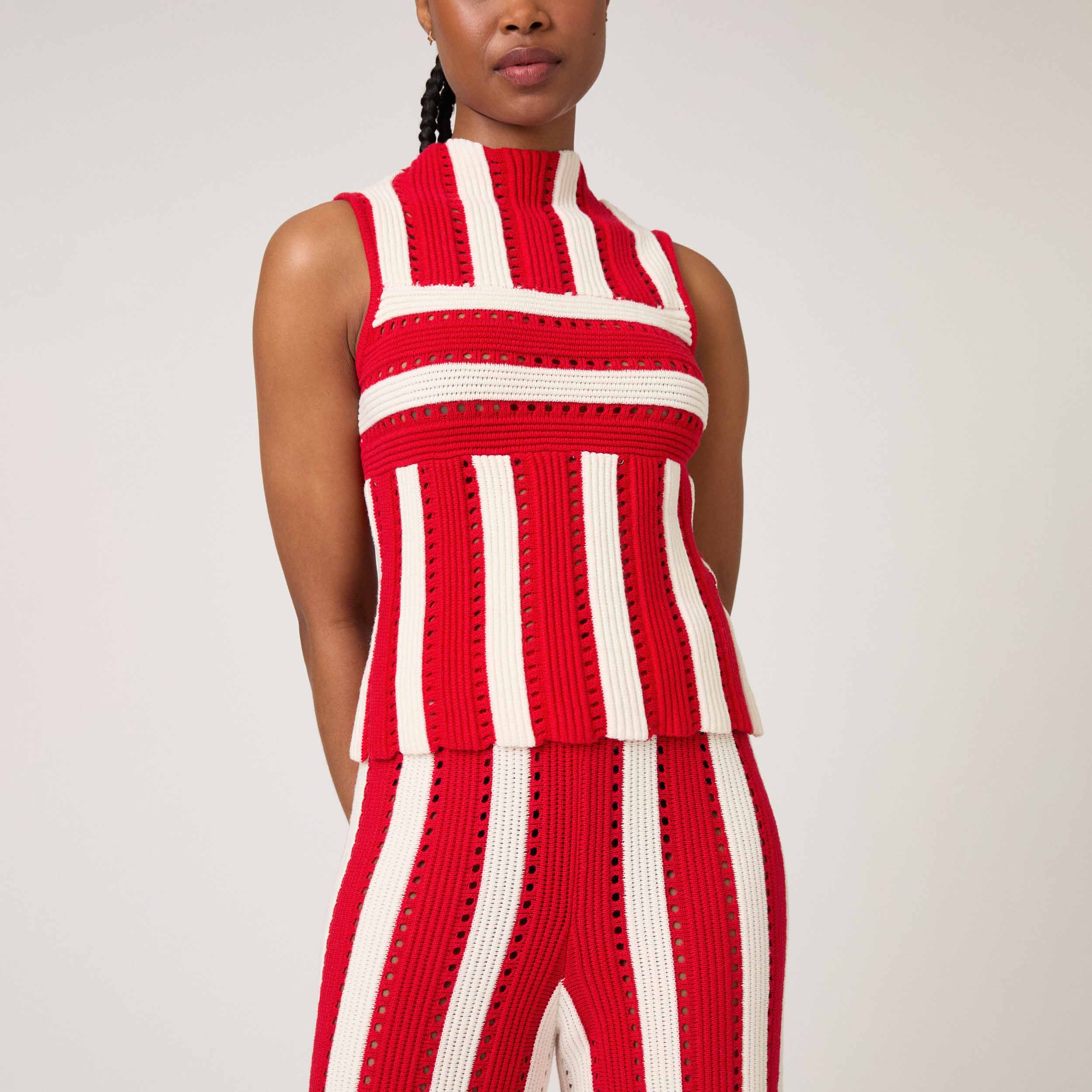 Women's Knit Stripe Tank Red - Image 6