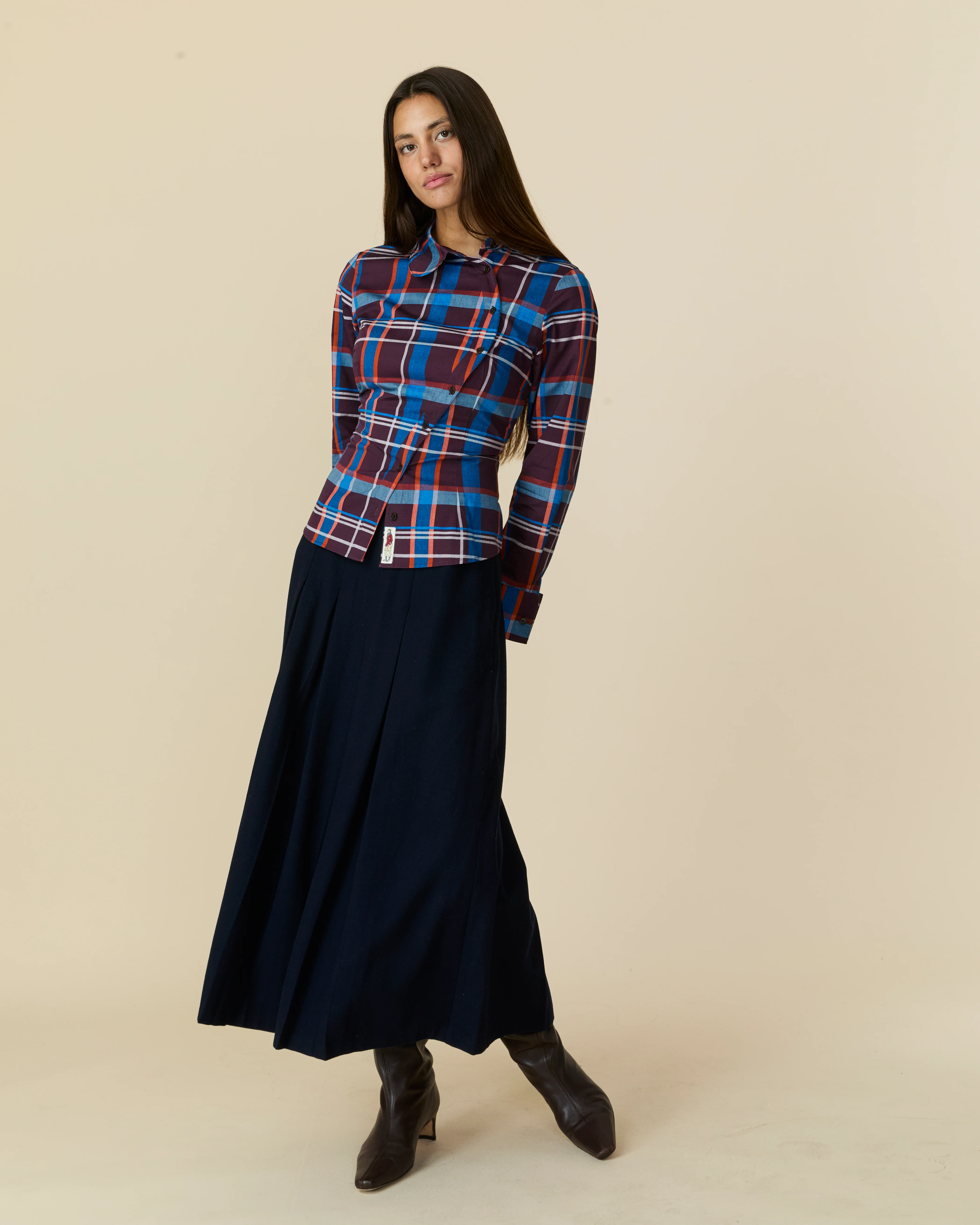 Women's Pleated Midi Skirt Navy - Image 3