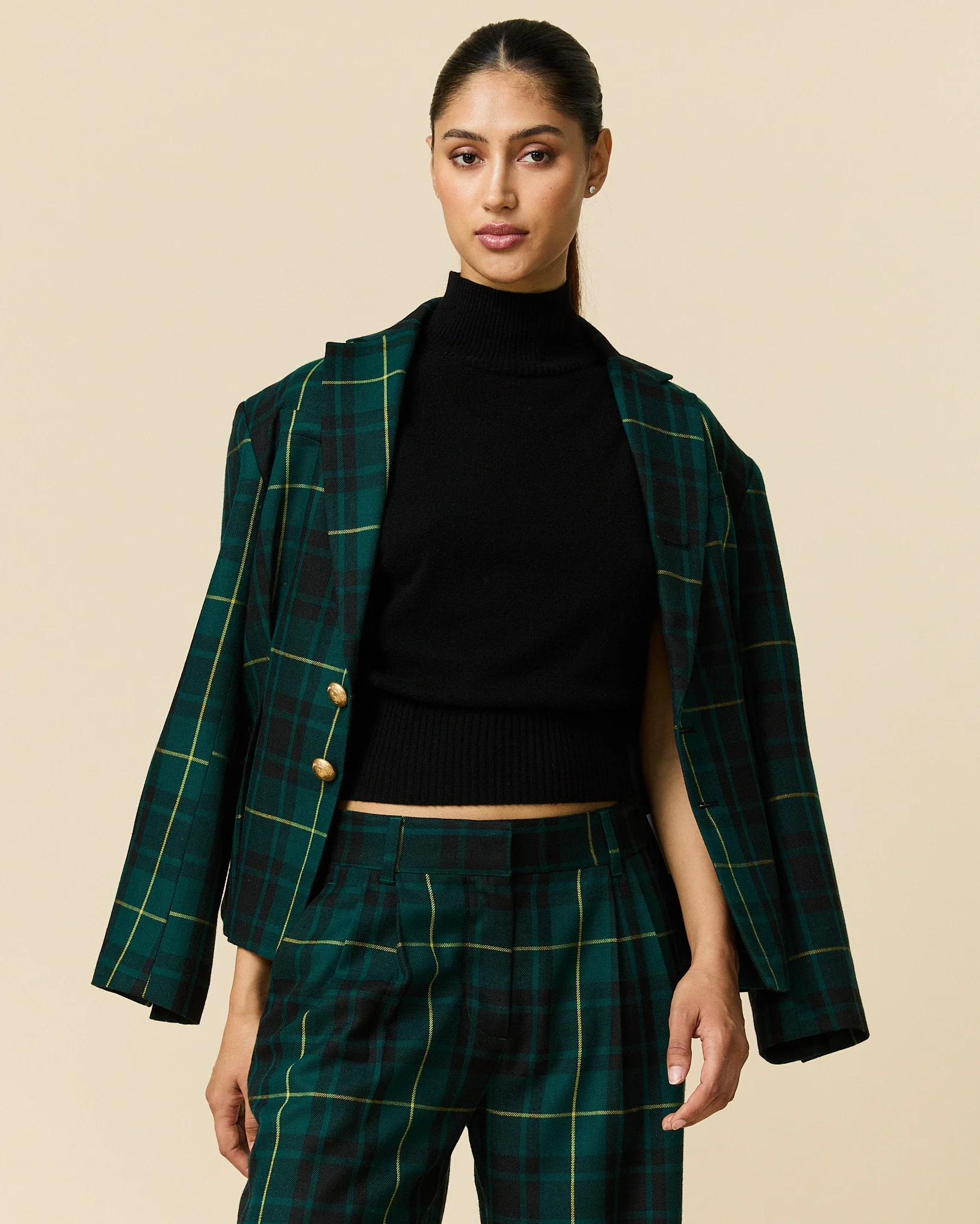 Women's Pleated Plaid Tartan Blazer Gordon Modern - Image 5