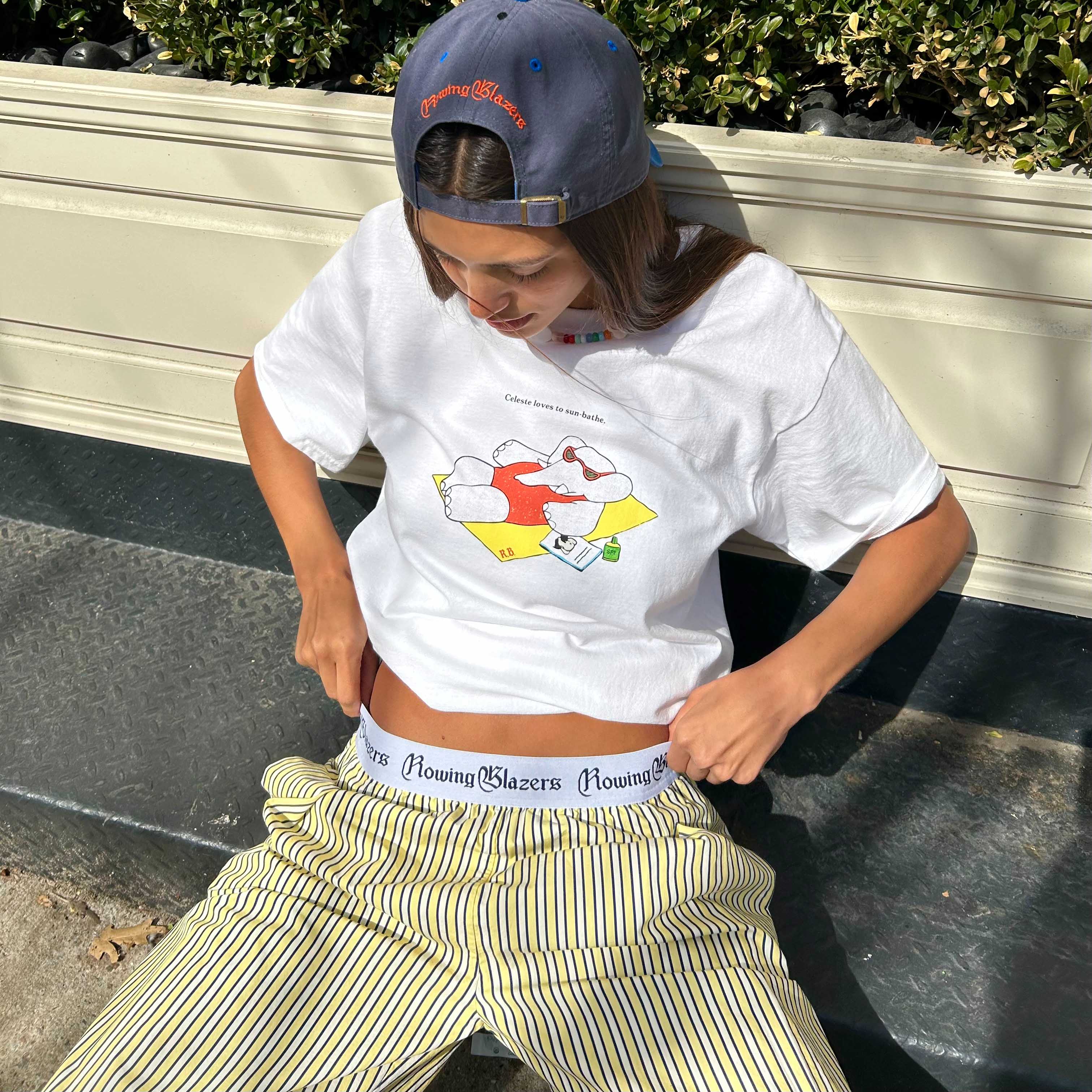 Women's Poplin Stripe Boxer Pull-On Pant Yellow Vertical Stripe - Image 4