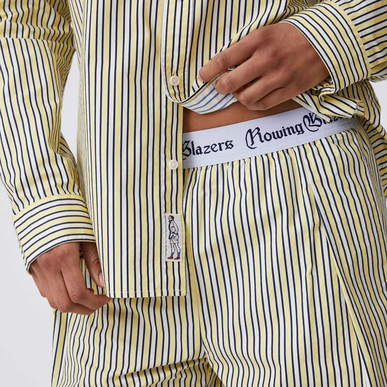 Women's Poplin Stripe Boxer Pull-On Pant Yellow Vertical Stripe - Image 6