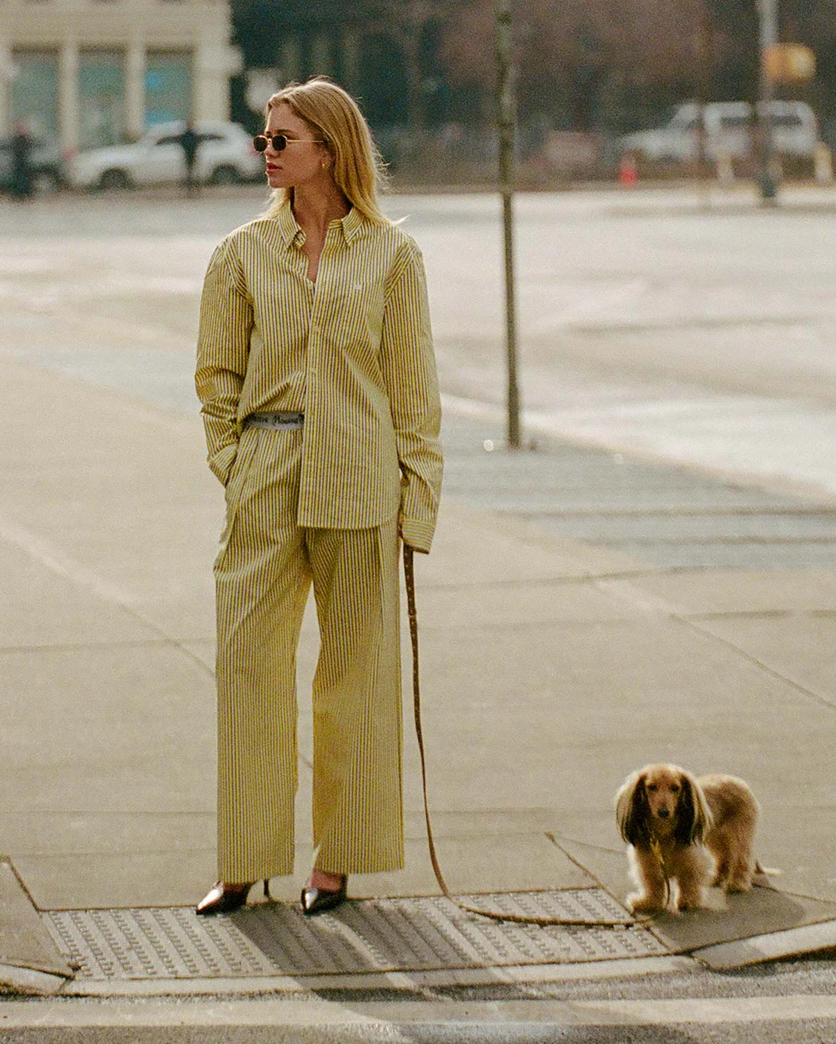 Men's Long Sleeve Classic Fit Stripe Poplin Shirt Yellow Vertical Stripe - Image 5