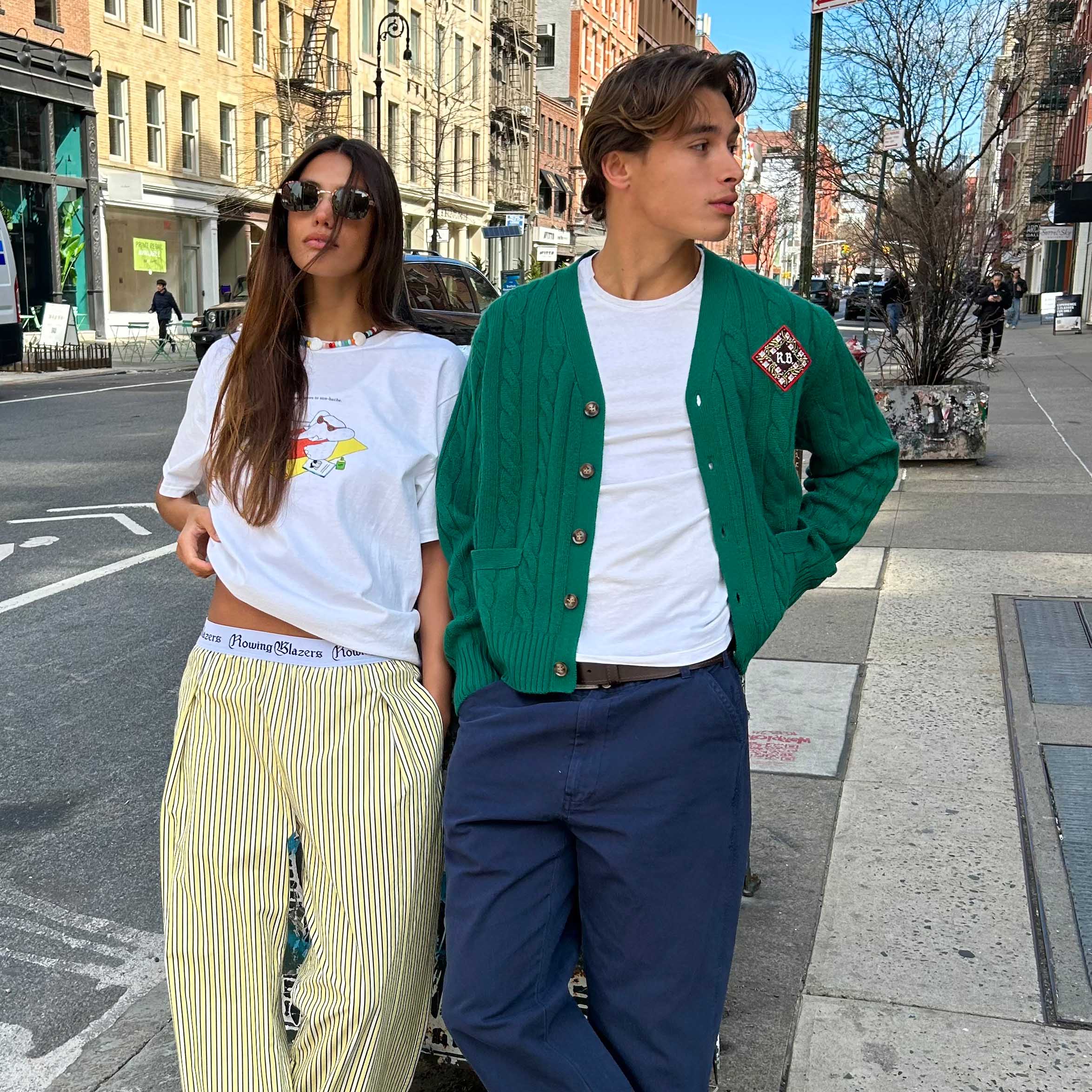 Women's Poplin Stripe Boxer Pull-On Pant Yellow Vertical Stripe - Image 9