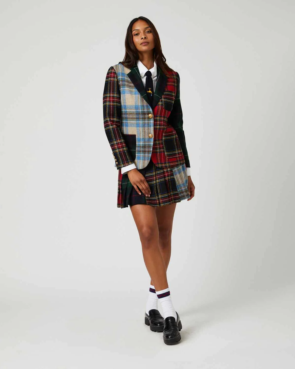 Women's Wool Cocktail Pleated Mini Skirt Holiday Tartan - Image 5