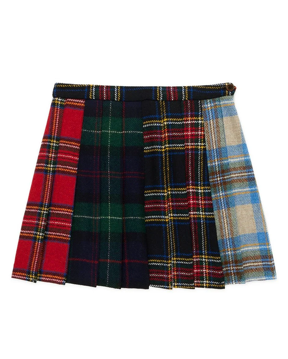 Women's Wool Cocktail Pleated Mini Skirt Holiday Tartan - Image 7