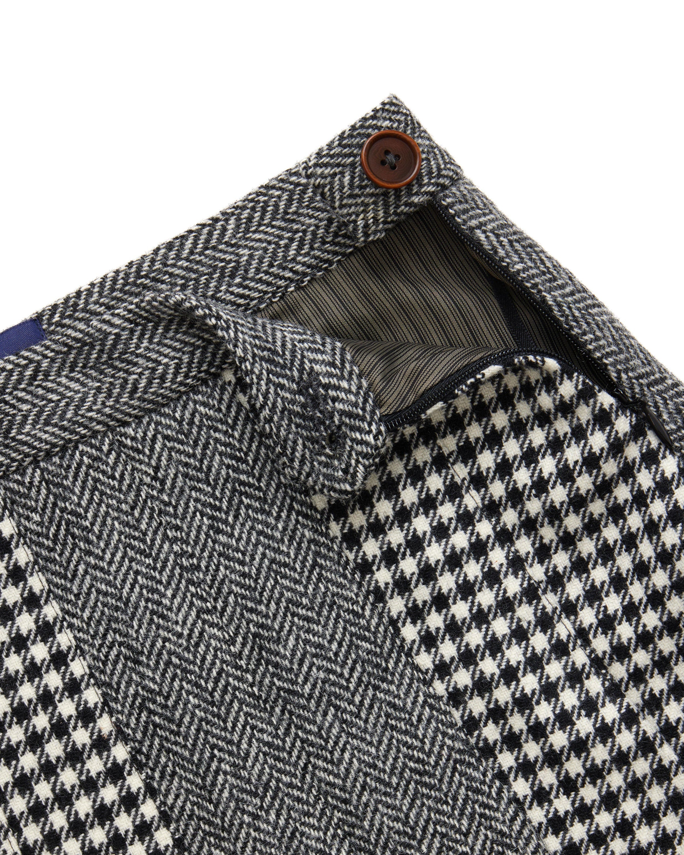 Women's Wool Pleated Mini Skirt Black White - Image 5